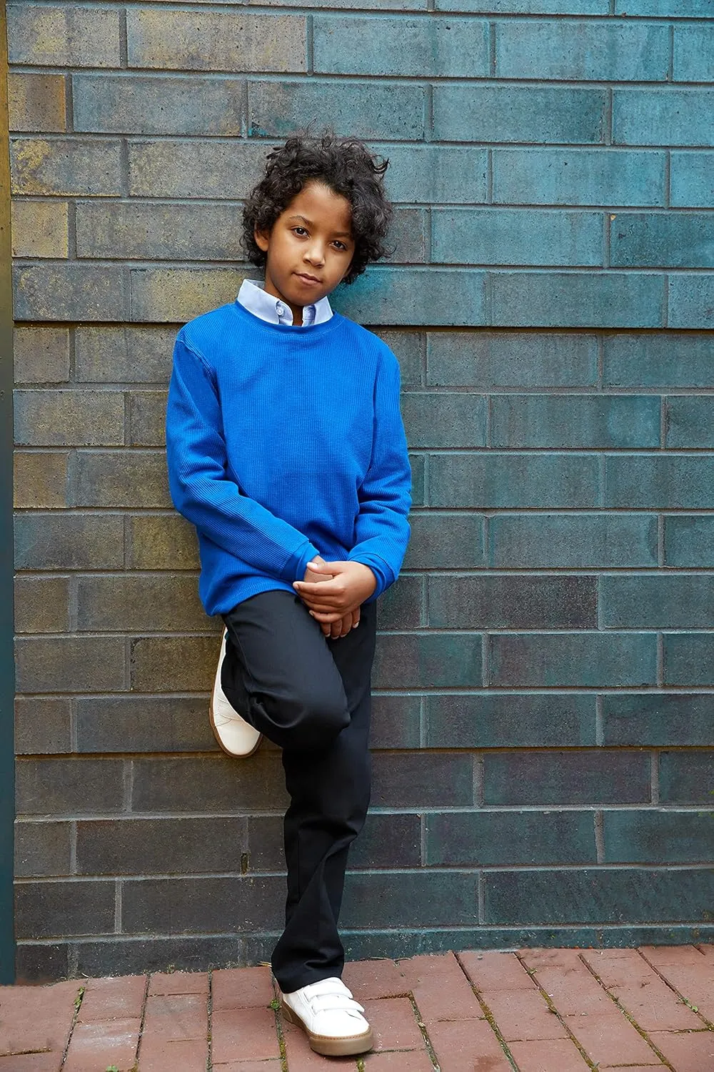 French Toast Boys' Relaxed Fit Twill Pant with Adjustable Waist in Standard Slim and Husky