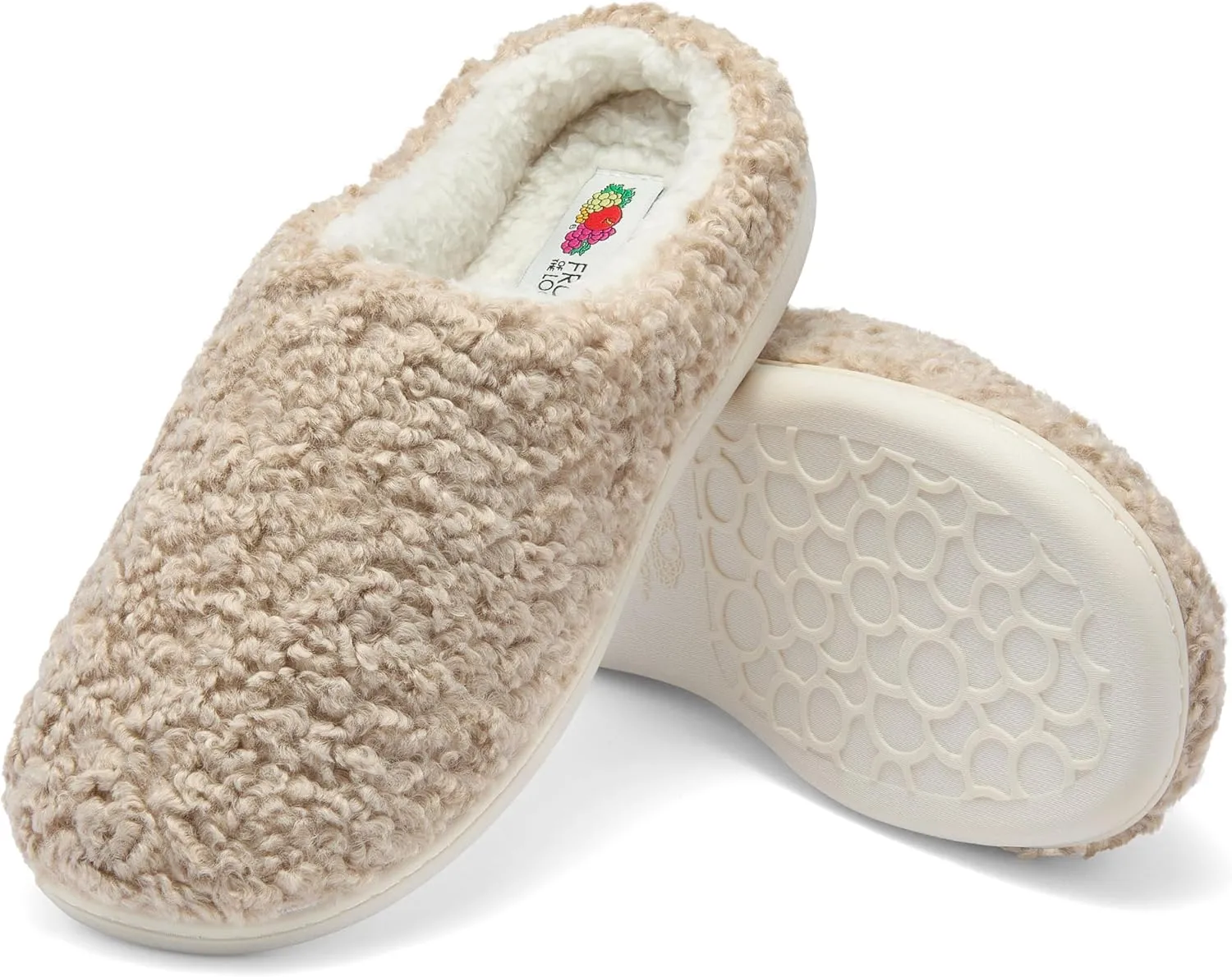 Fruit of the Loom House Slippers For Women, Memory Foam Insole, Indoor Outdoor, Comfy, Berber Loafer