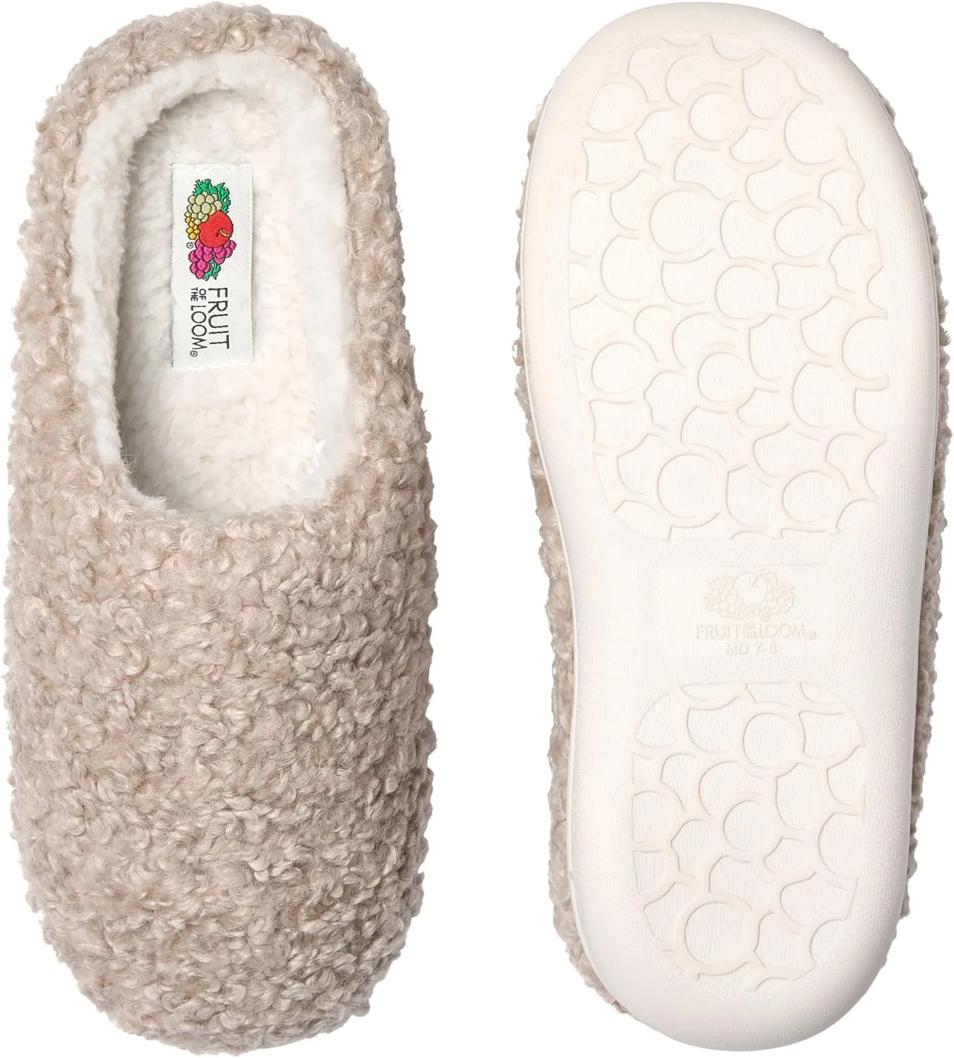 Fruit of the Loom House Slippers For Women, Memory Foam Insole, Indoor Outdoor, Comfy, Berber Loafer