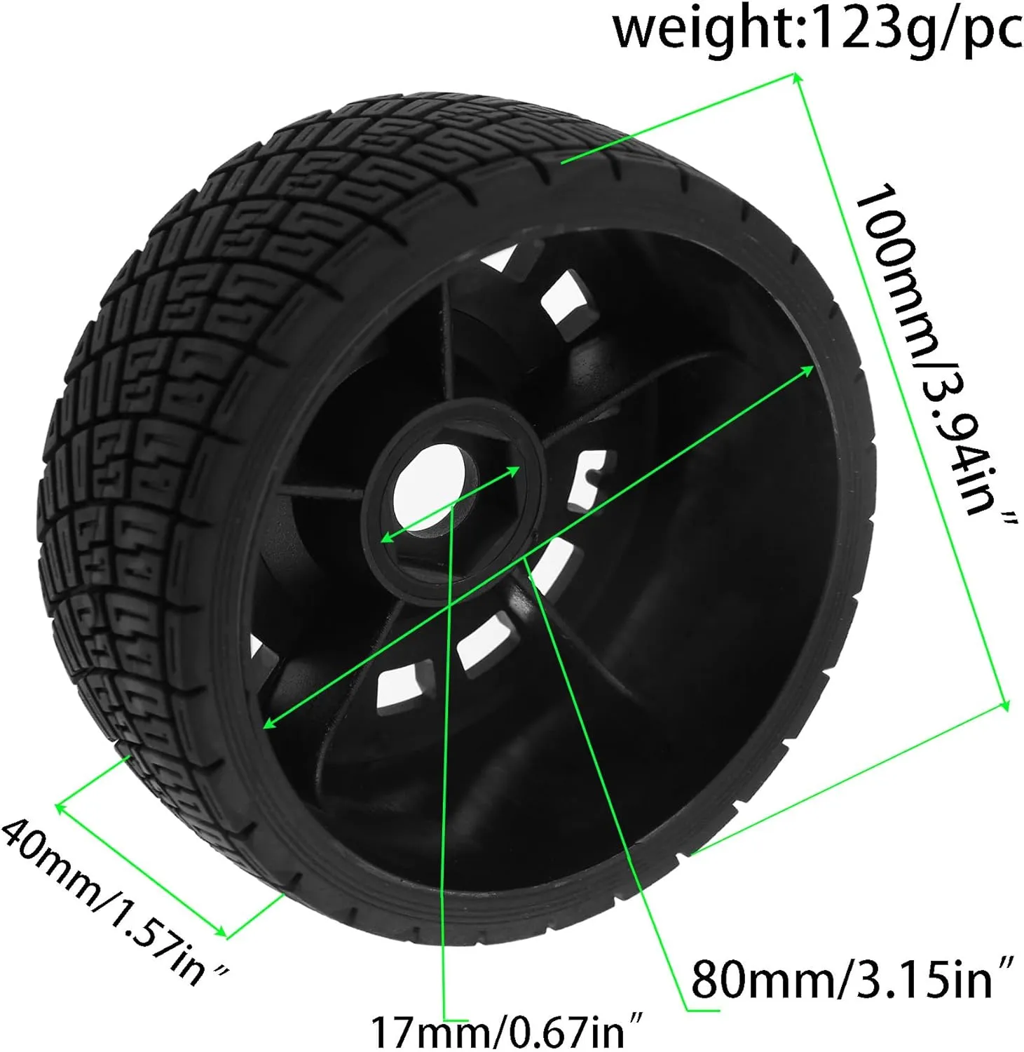 fujita 1/8 RC 100mm on Road Car Tires and Wheels Rims 17mm Hex Wheels Rubber Rally Tyres forHPI WR8 HSP Hobao ARRMA Redcat Losi Kyosho VRX 1:8 Scale RC On-Road Racing Car RC Rally Drift Car (Black)