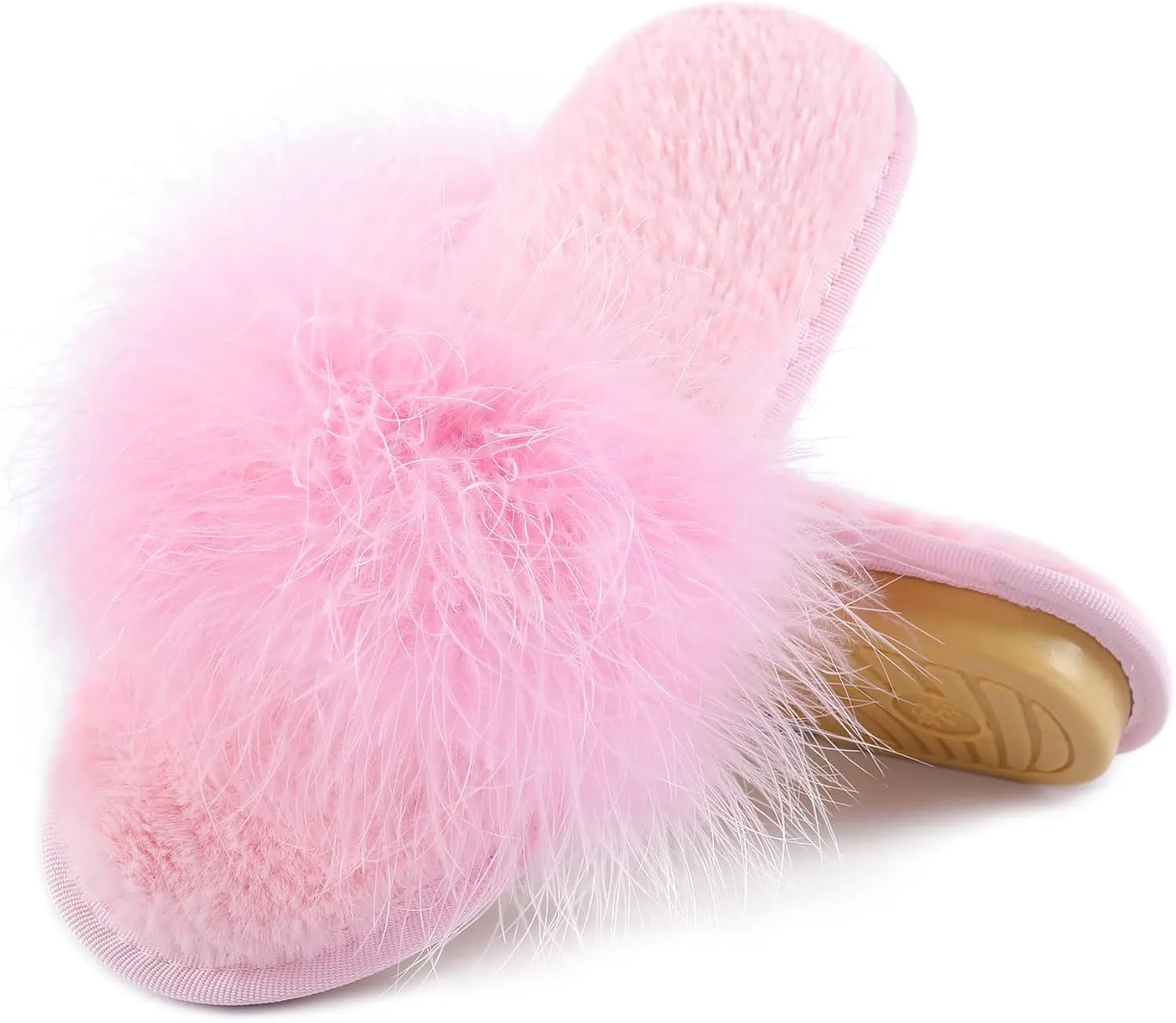 Fur Story Women's Furry Slippers Open Toe Fuzzy Slippers Memory Foam Fluffy House Sandal