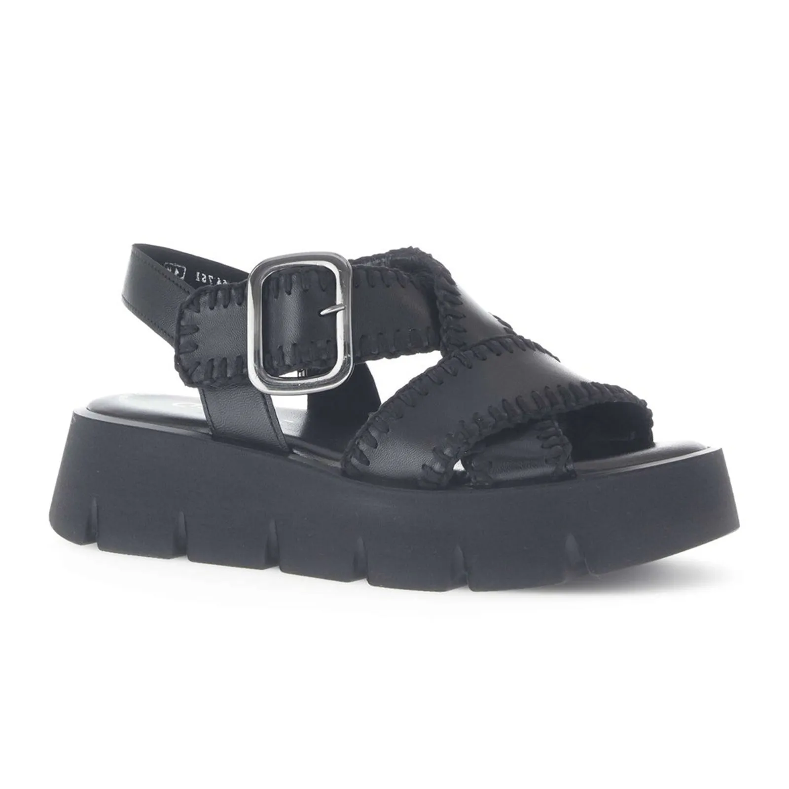 Gabor 64751 Stitch Platform Backstrap Sandal (Women) - Lamm Nappa/Schwarz
