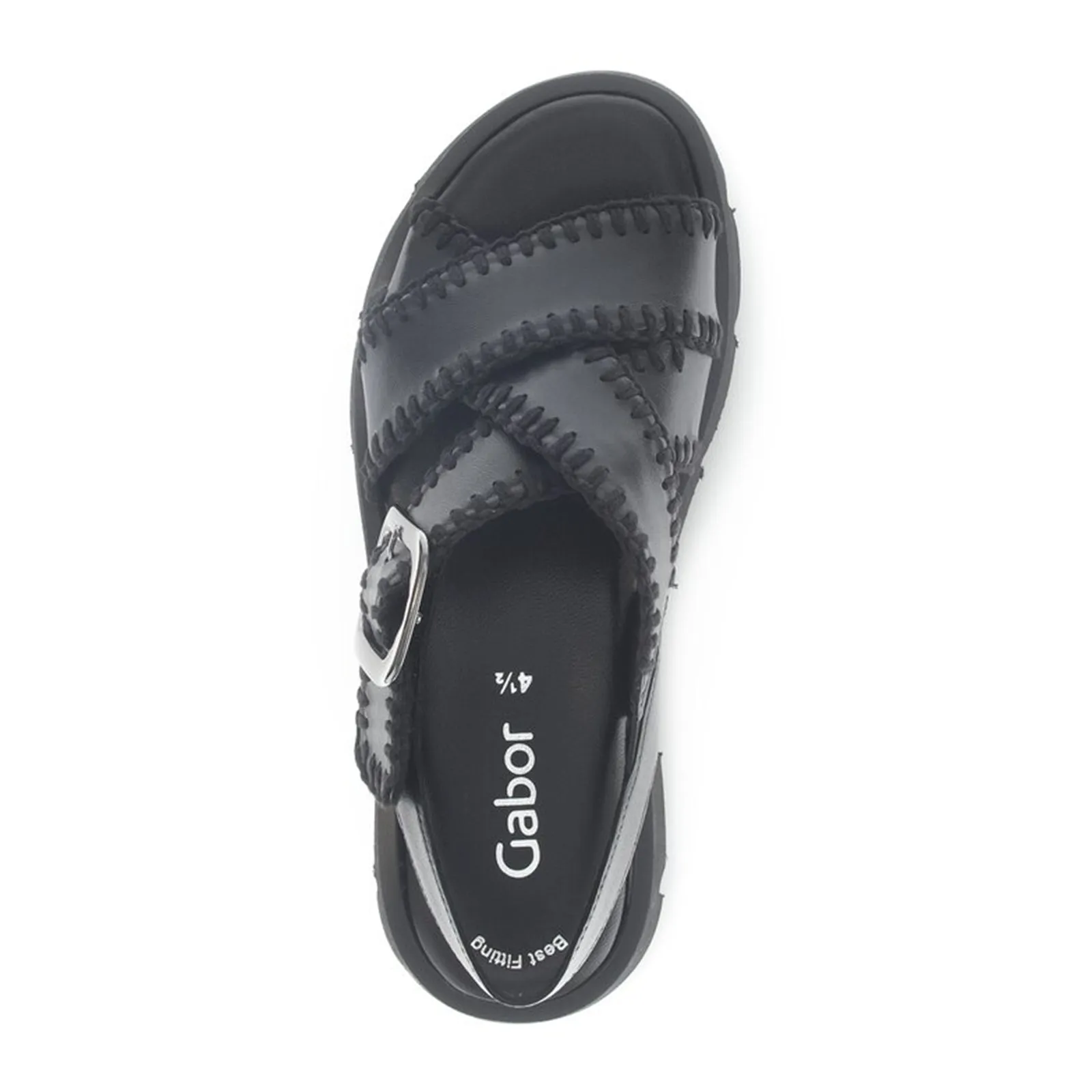 Gabor 64751 Stitch Platform Backstrap Sandal (Women) - Lamm Nappa/Schwarz