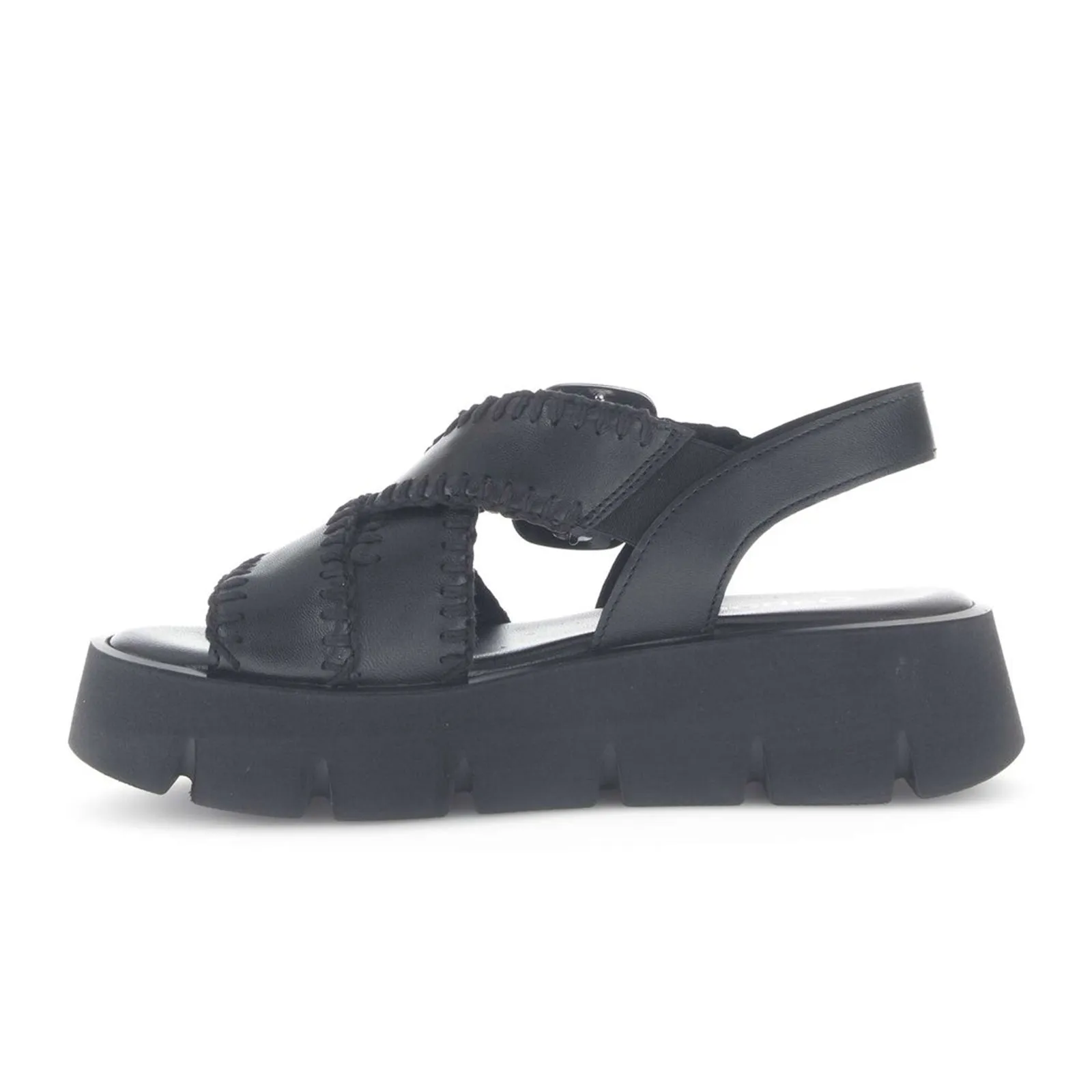 Gabor 64751 Stitch Platform Backstrap Sandal (Women) - Lamm Nappa/Schwarz