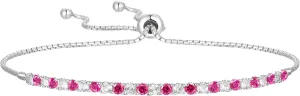 Gemstone and Lab-Created White Sapphire Adjustable Bolo Bracelet, Sterling Silver, Easy-On Easy-Off (6, 7 and 8 inch Wrist Size)
