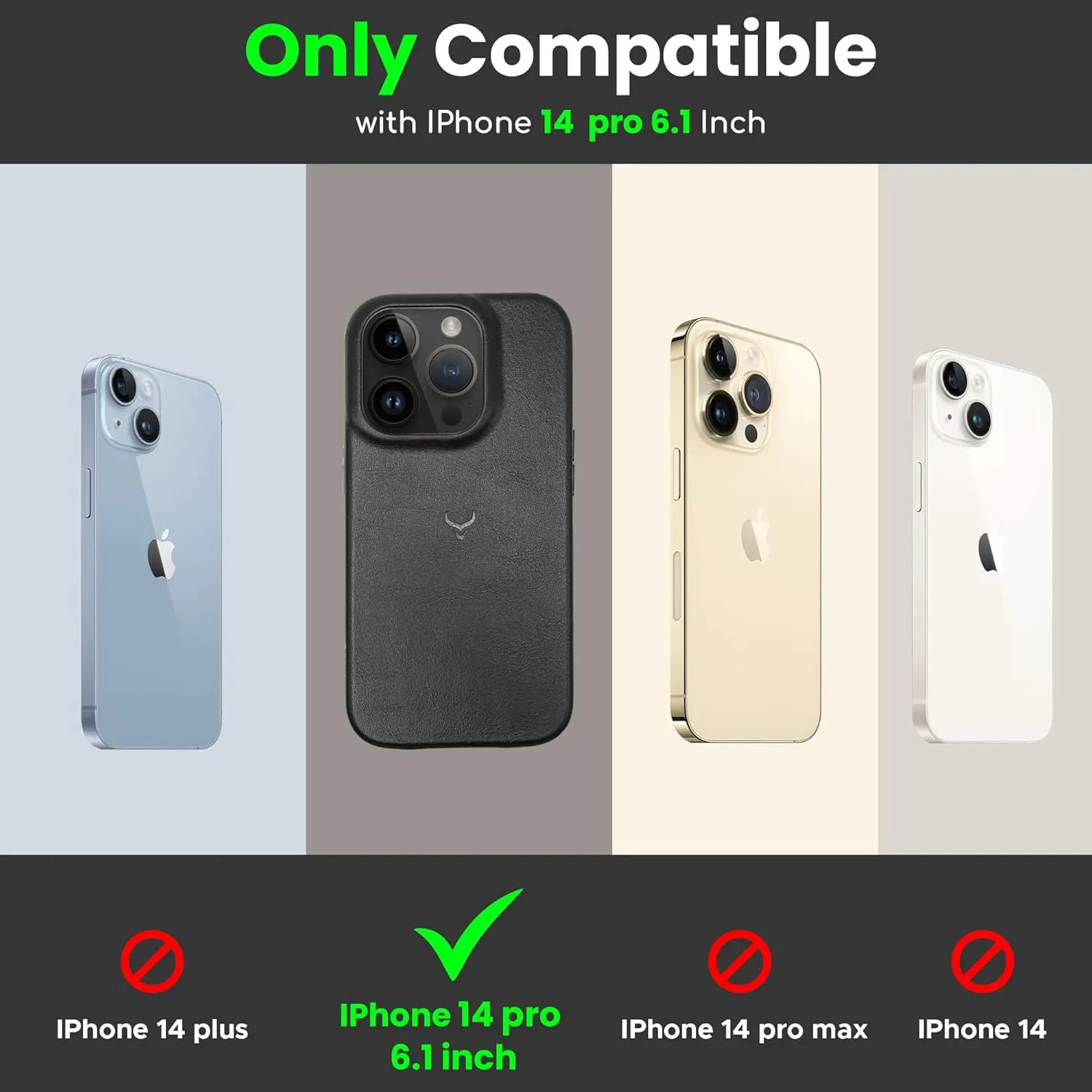 Genuine Leather Case - iPhone 14 Pro Compatible - Oil Waxed Full Grain Anti-Scratch Leather - Shockproof, Drop Proof, Slim Onyx Case