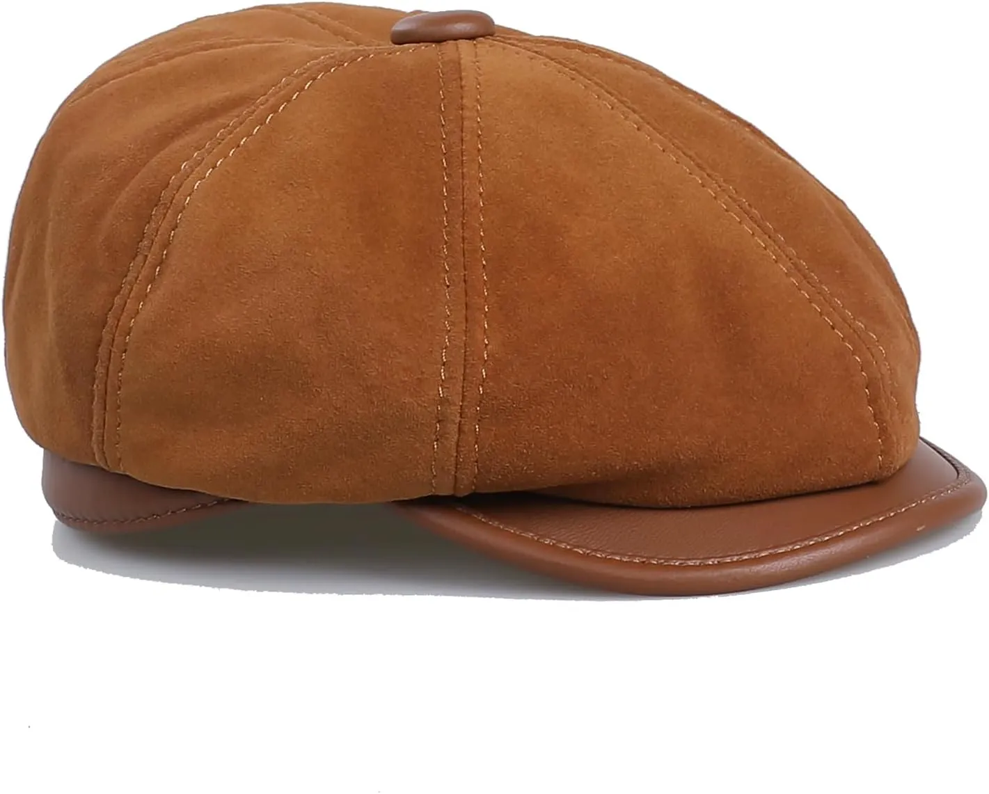 Genuine Leather Newsboy Caps for Men, Real Suede Irish Cabbie Driving Ivy Flat Hat
