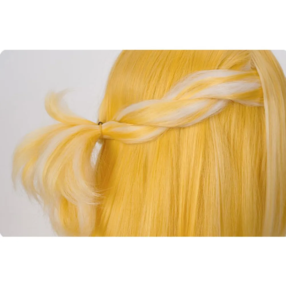 Golden White Anime Wig Cosplay Long Straight Hair with Bangs Synthetic Fiber Wig for Roleplay Costume Party