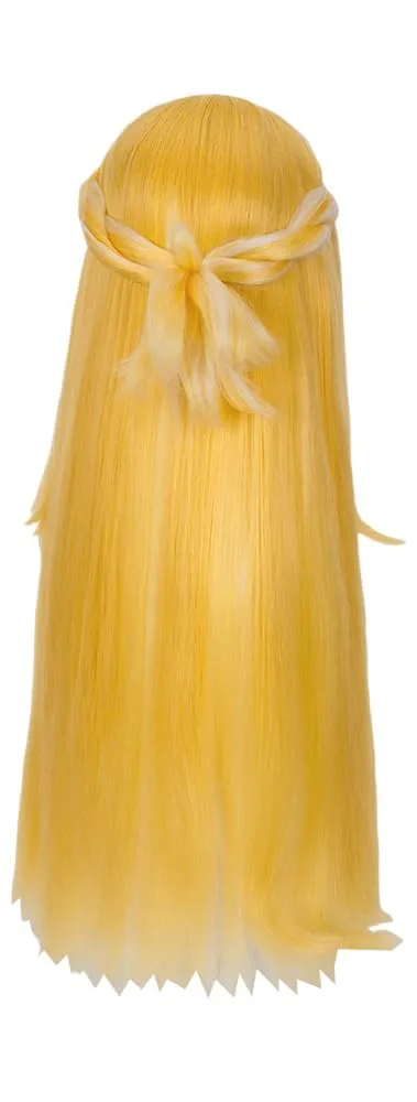 Golden White Anime Wig Cosplay Long Straight Hair with Bangs Synthetic Fiber Wig for Roleplay Costume Party