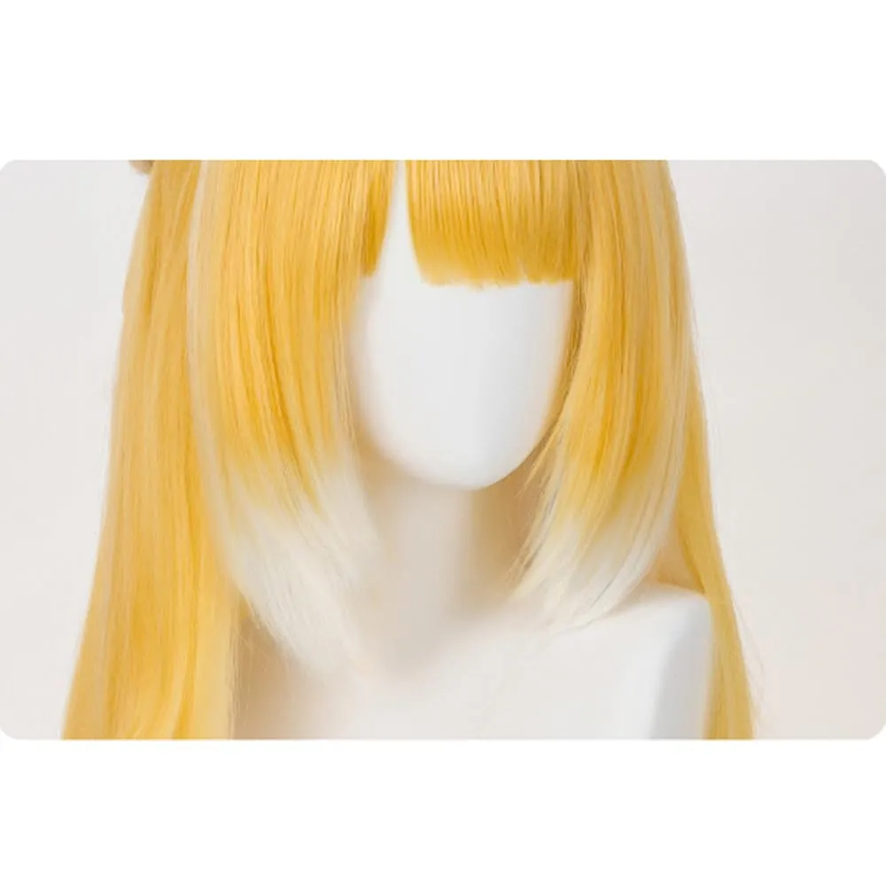 Golden White Anime Wig Cosplay Long Straight Hair with Bangs Synthetic Fiber Wig for Roleplay Costume Party