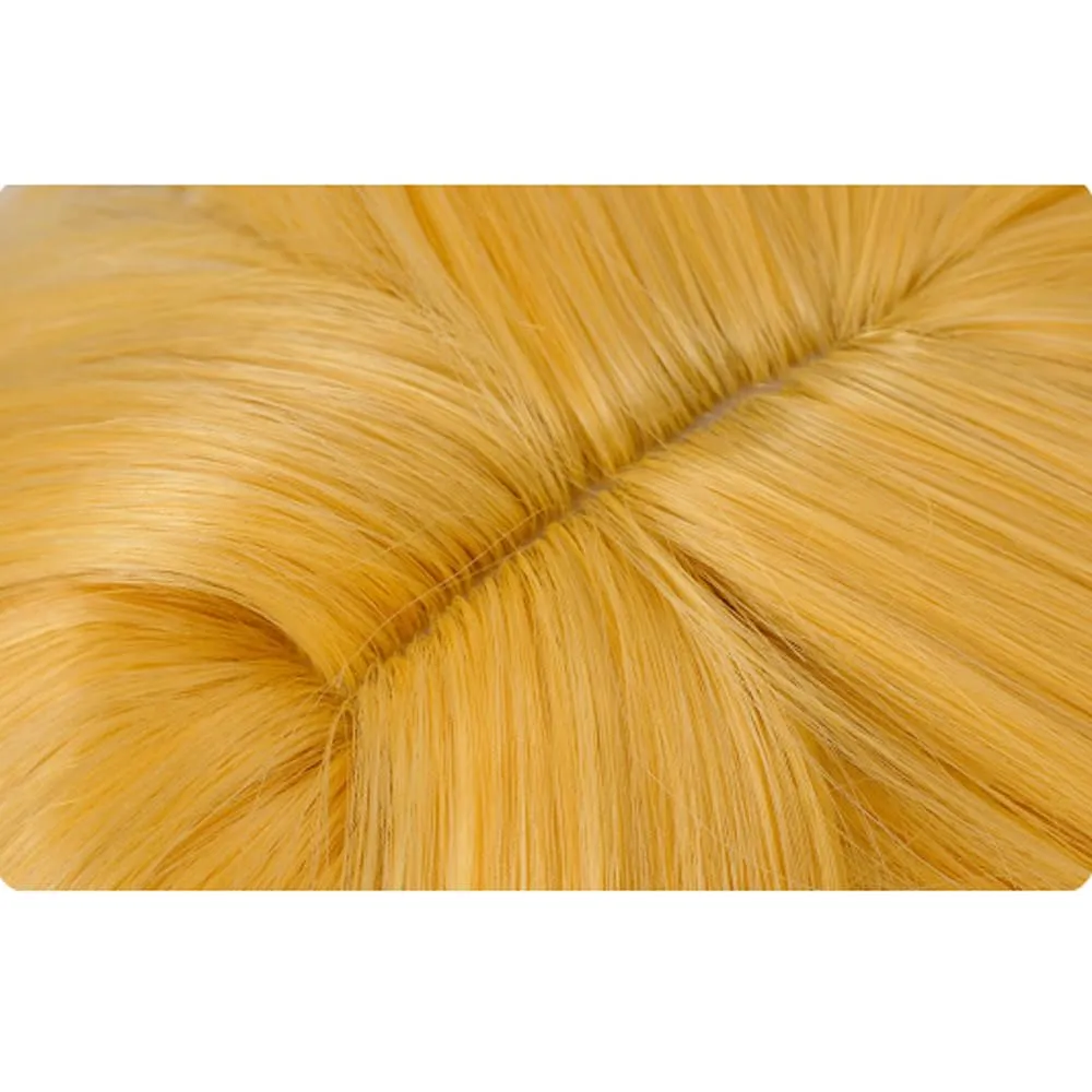 Golden White Anime Wig Cosplay Long Straight Hair with Bangs Synthetic Fiber Wig for Roleplay Costume Party
