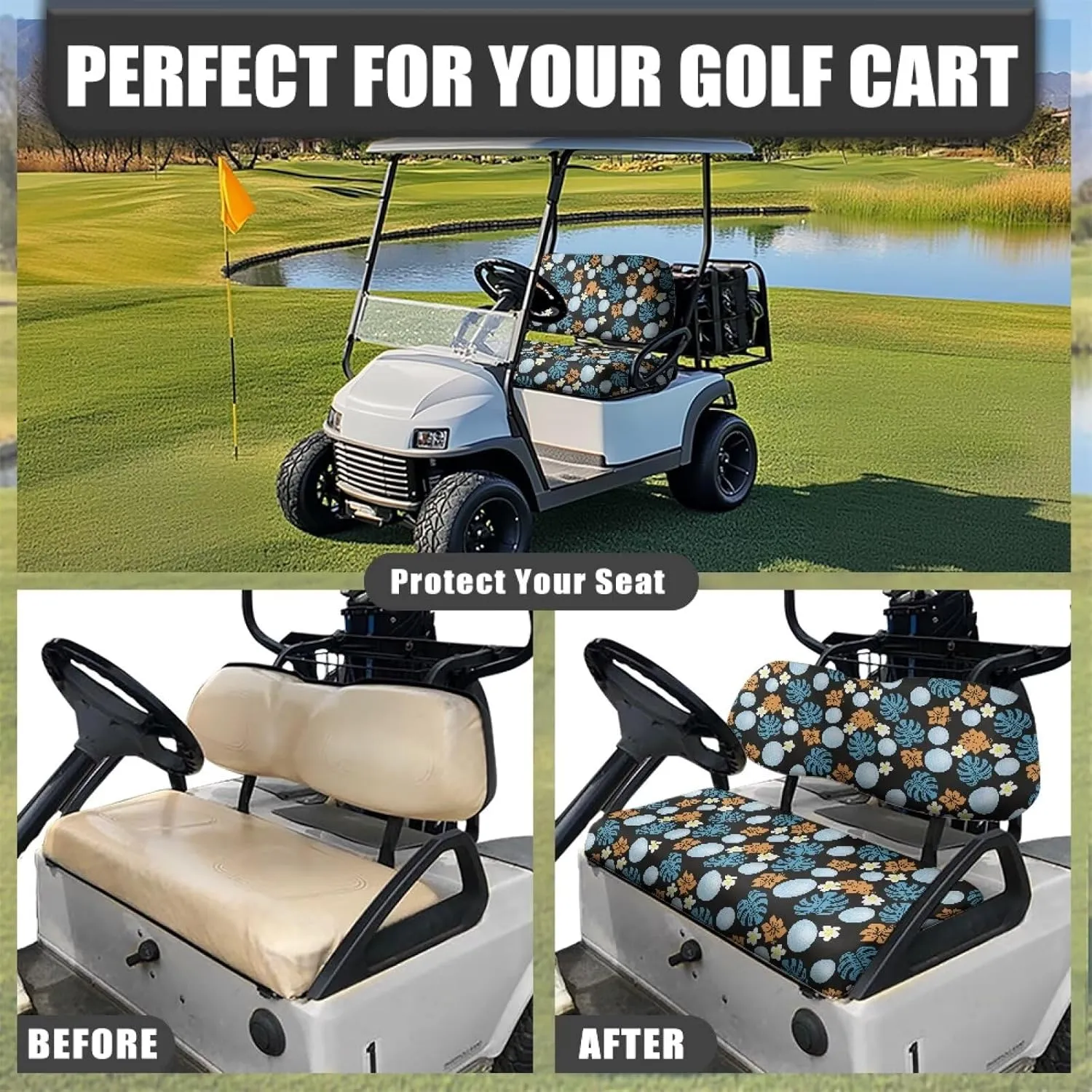 Golf Cart Seat Covers Set of 2 Soft Golf Blanket Towel Universal Cart Decoration Easy to Install