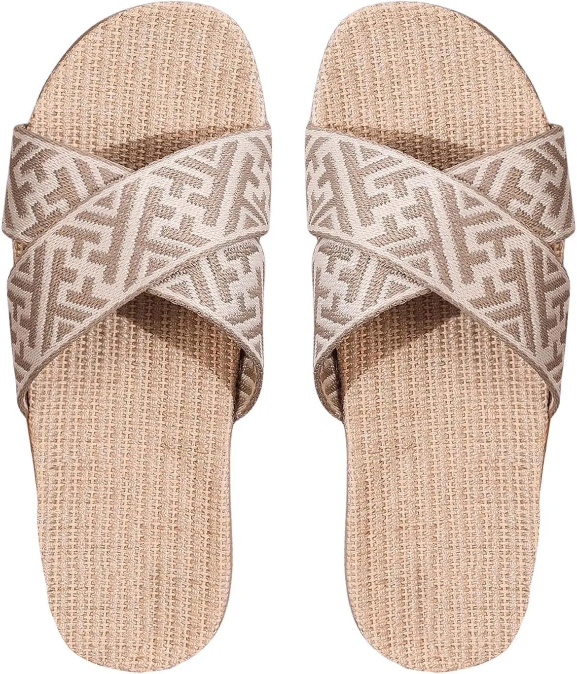 GORGLITTER Women's Boho Summer Flat Sandals Trendy 2025 Open Toe CrissCross Band Slip On Flat Sandals