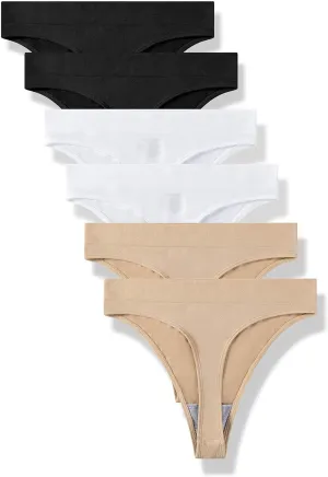 GRANKEE Women's Breathable Seamless Thong Panties No Show Underwear Pack
