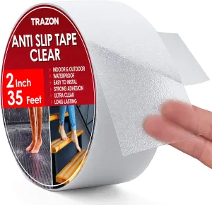 Grip Tape - Heavy Duty Anti Slip Tape Clear Outdoor/Indoor 2In*50Ft, Non Slip Roll/Stickers Easy to Cut Waterproof for Bathtub, Shower Floor, Pool, Stairs Safety Non Skid, Comfortable for Bare Foot
