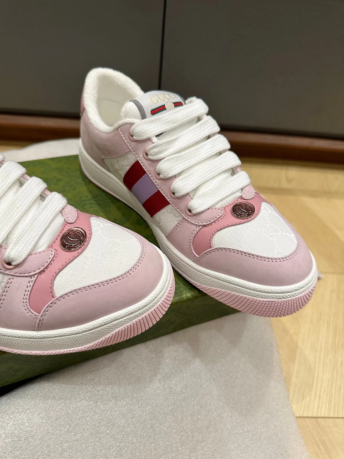 Gucci CALFSKIN TRAINER GG LIGHT Express worldwide PINK SCREENER Complete catalog WOMEN'S