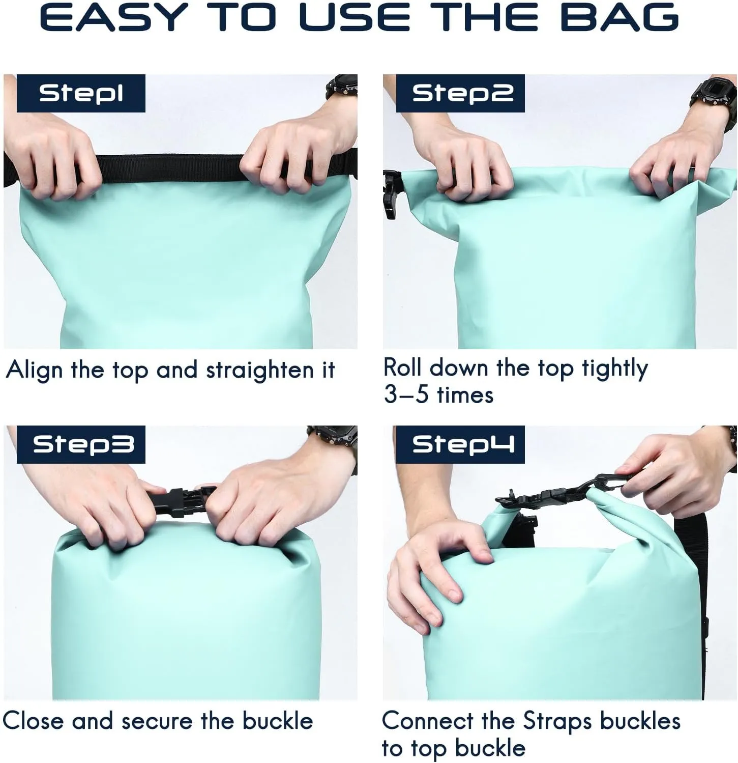Haimont Waterproof Dry Bag Floating Dry Sack Roll Top Drybag Backpack for Kayaking, Rafting, Boating, Fishing with IPX8 Waterproof Phone Case, Aqua Green, 30L
