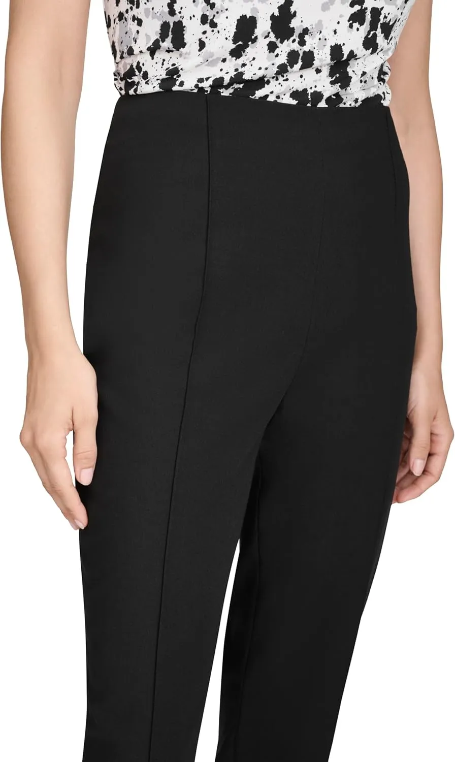Halston Women's Slim Leg Woven High Waisted Pant