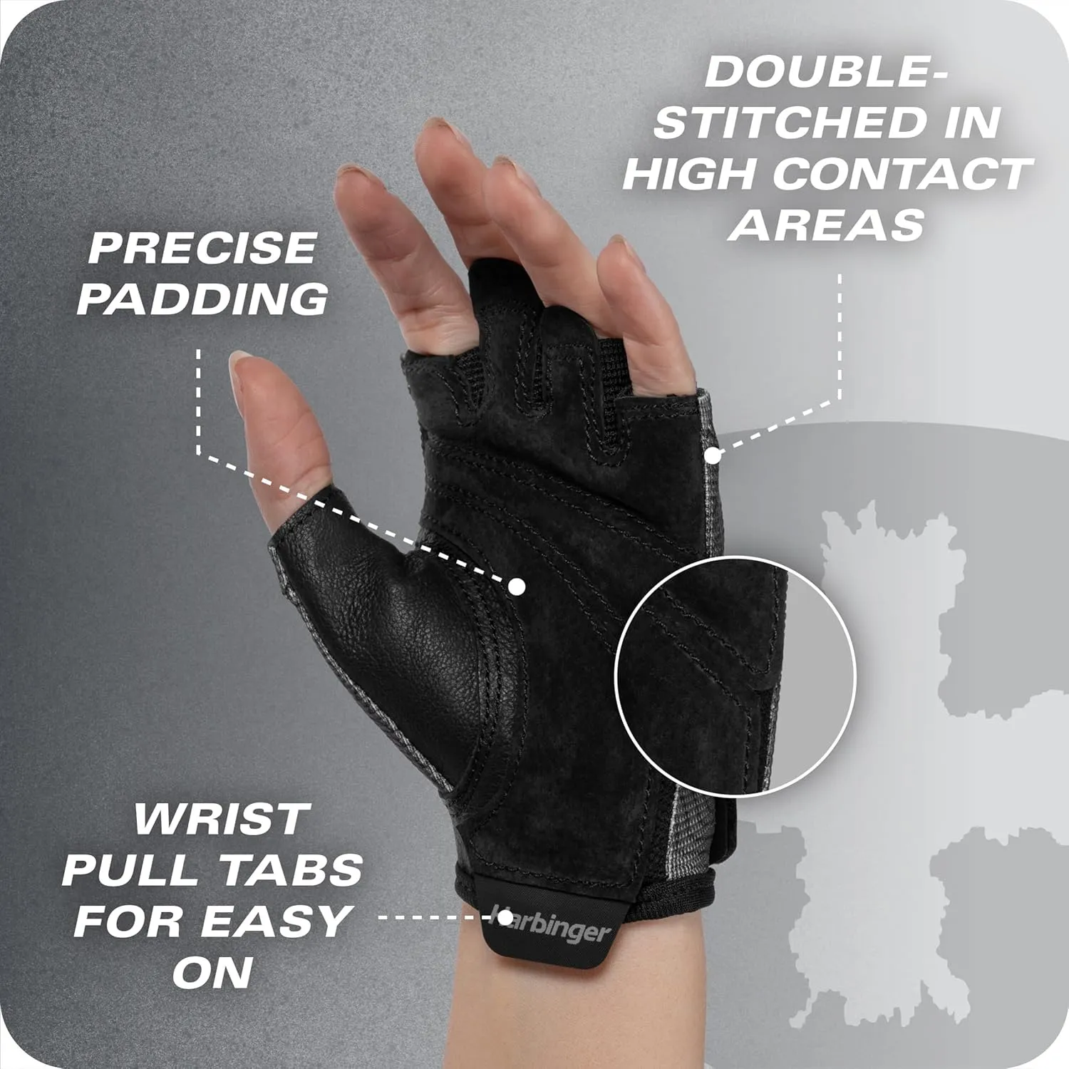 Harbinger Pro Gloves 3.0 - High Performance Training Gloves, Enhanced Grip, Breathable 4-Way Stretch, Adjustable Wrist Closure, Large, Women's