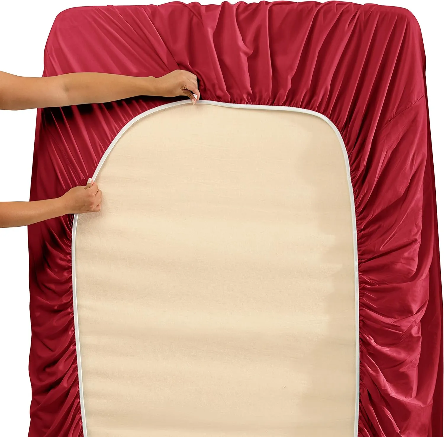 Hearth & Harbor Bed Linen Set - King Size, 6 Piece, Extra Deep Pocket, Burgundy, Microfiber