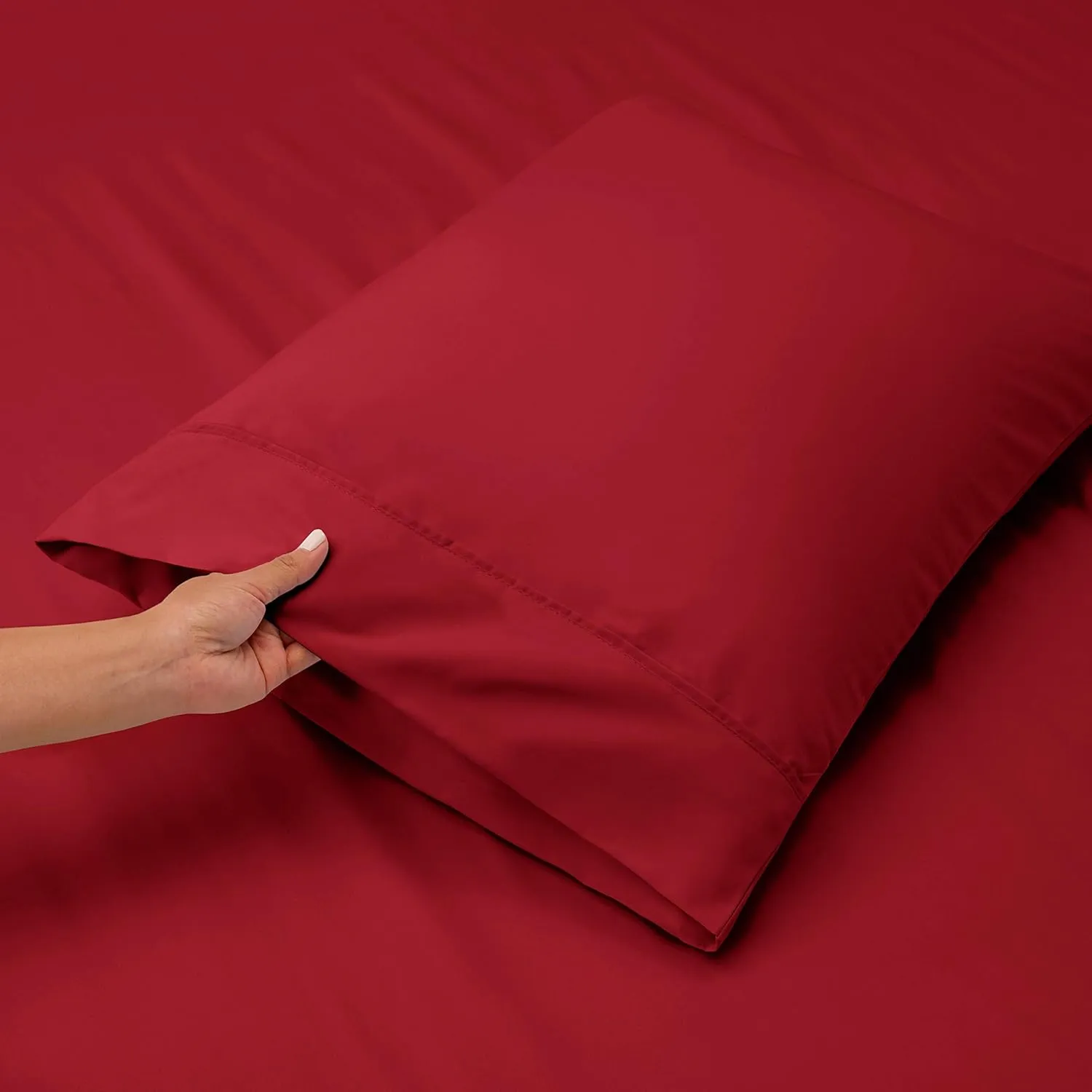 Hearth & Harbor Bed Linen Set - King Size, 6 Piece, Extra Deep Pocket, Burgundy, Microfiber
