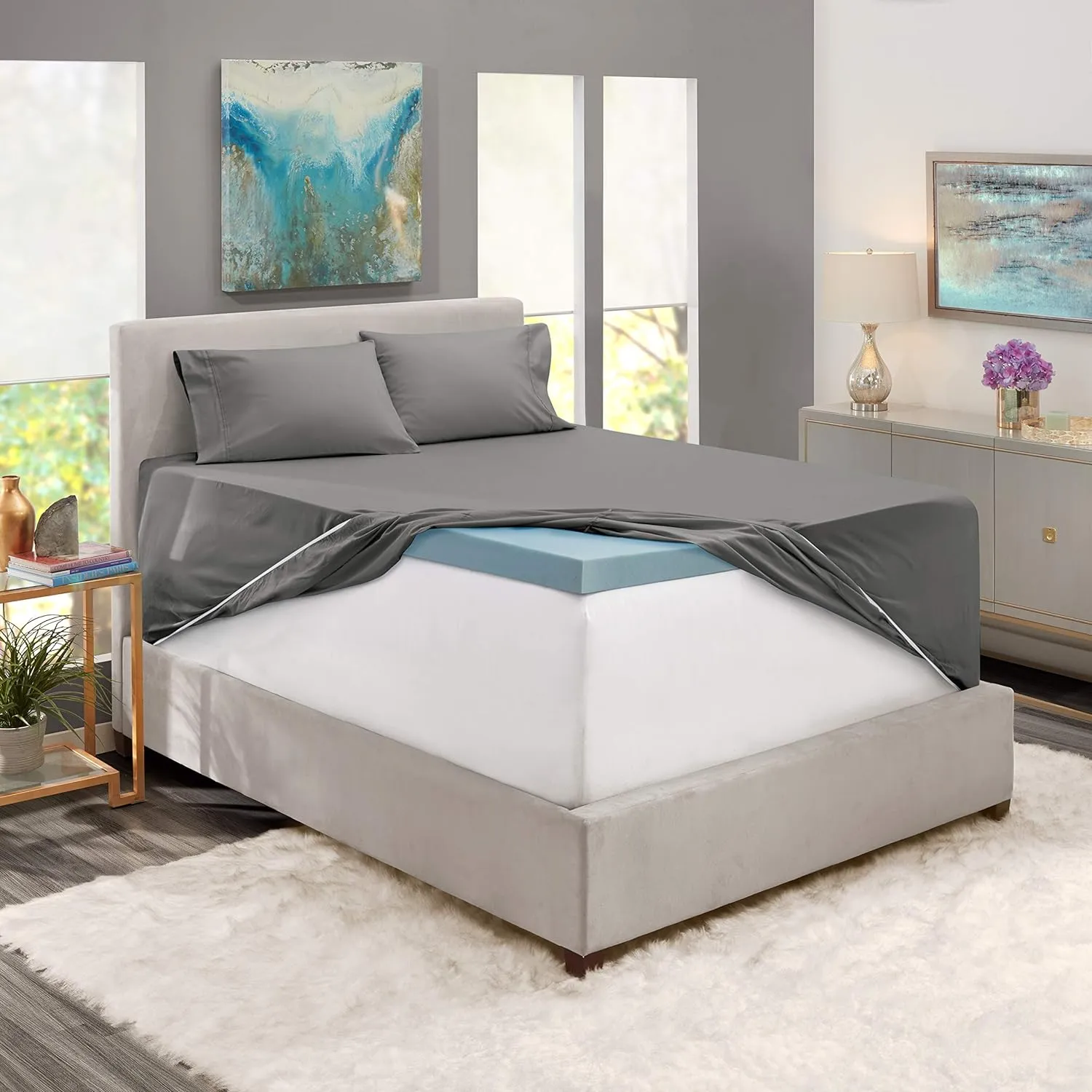Hearth & Harbor Extra Deep Pocket King Size Sets - Fits Mattress 18-24 Inches Deep - Extra Deep Pocket Sheets - 6 Piece King Size - King - Grey Sheets