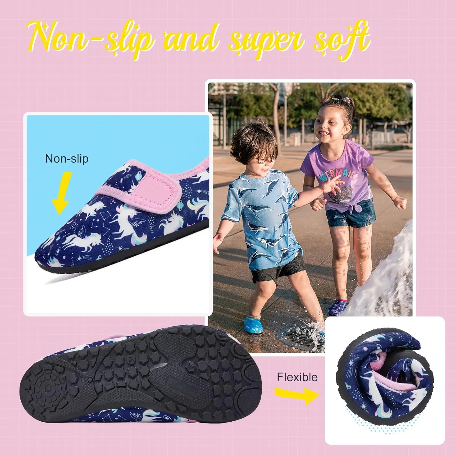 HIITAVE Kids Water Shoes Non-Slip Beach Swim Barefoot Quick Dry Aqua Pool Socks for Boys & Girls Toddler