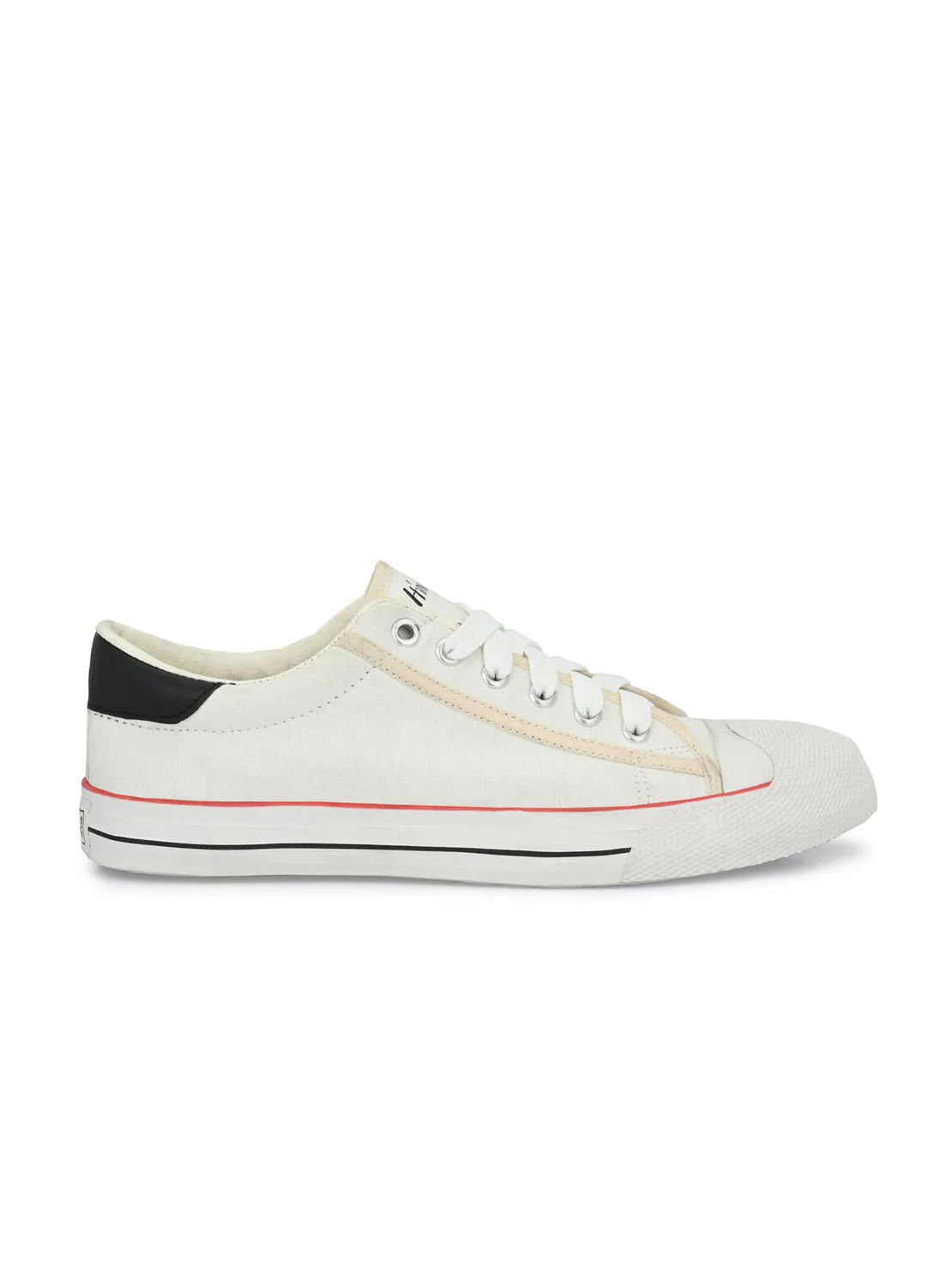 Hirolas® Men's White Canvas Vulcansied Skateboard Lace Up Sneaker Shoes (HRL2076WHT)
