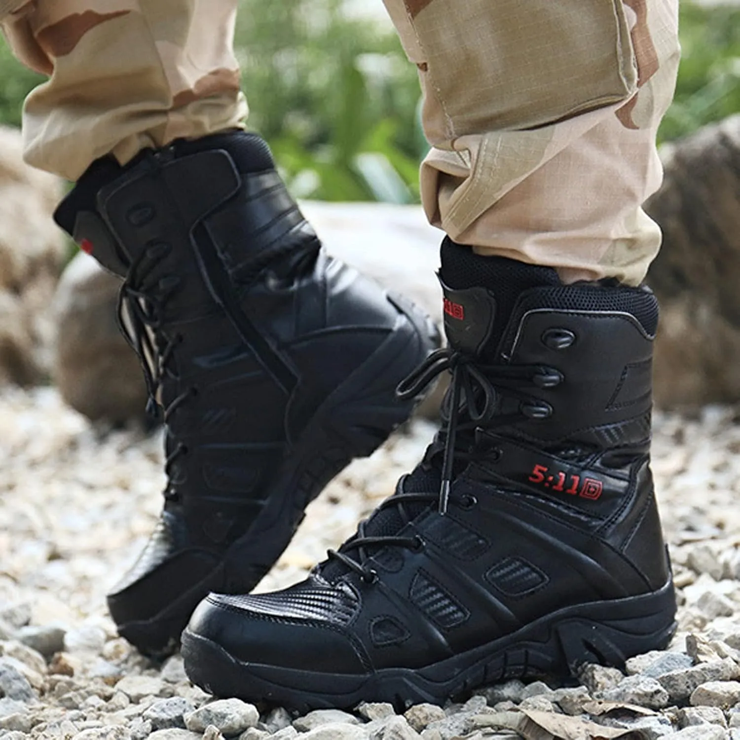 hongrenamz Walking Boots for Men Ankle High Waterproof Outdoor Hiking Trekking Climbing Shoes Lightweight Breathable Trail Boots
