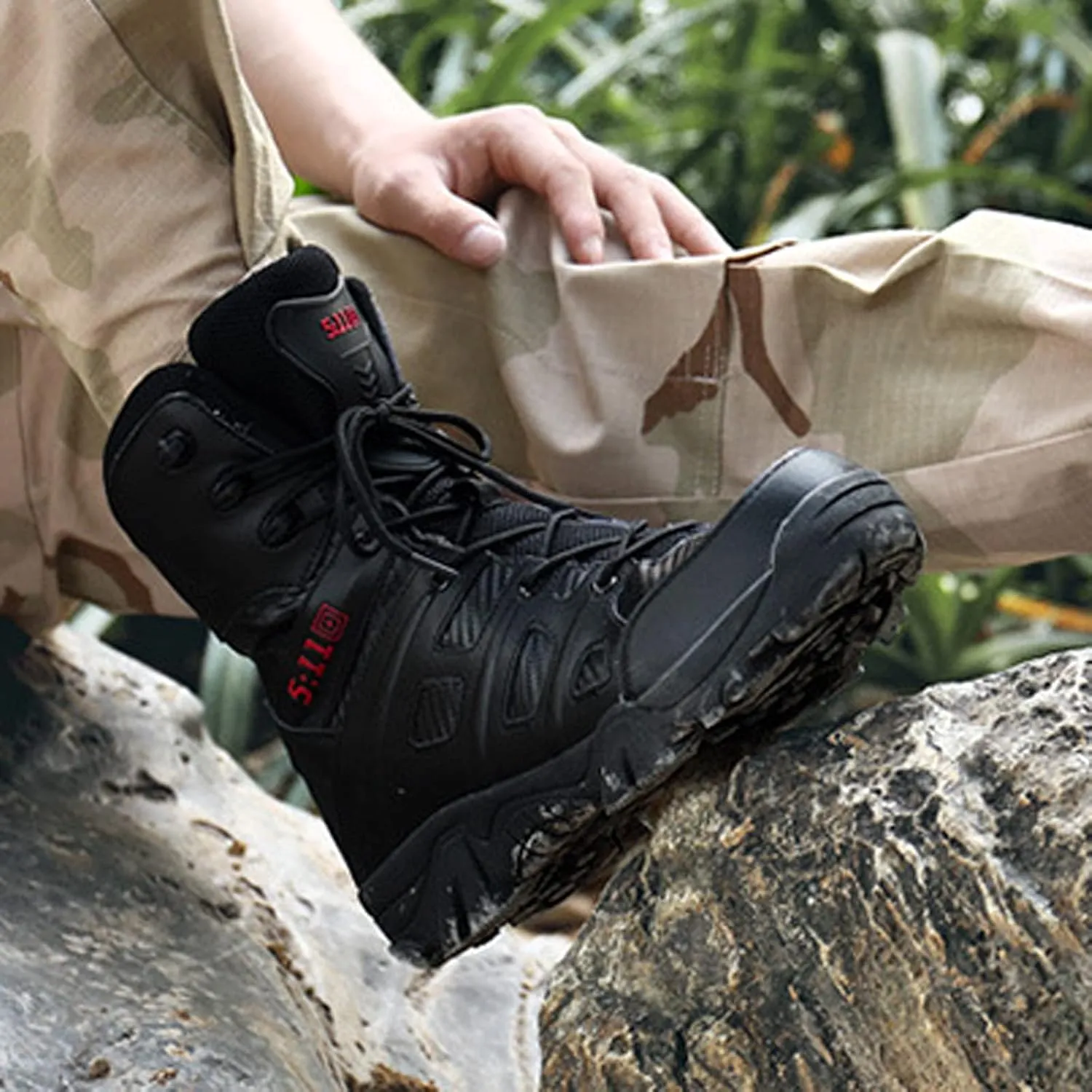 hongrenamz Walking Boots for Men Ankle High Waterproof Outdoor Hiking Trekking Climbing Shoes Lightweight Breathable Trail Boots