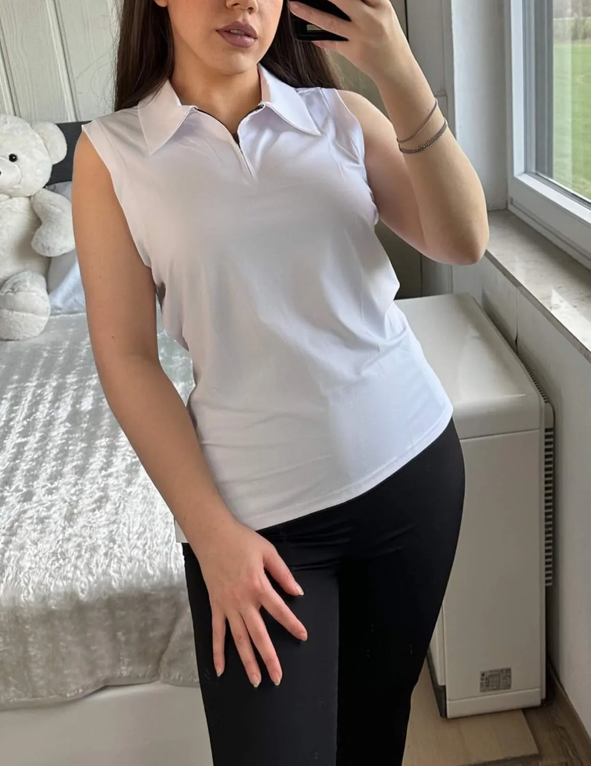 HOTLOOX Women Sleeveless Golf Polo Shirts Summer 2025 UPF 50  Zipper V Neck Tennis Tank Top S-XXL