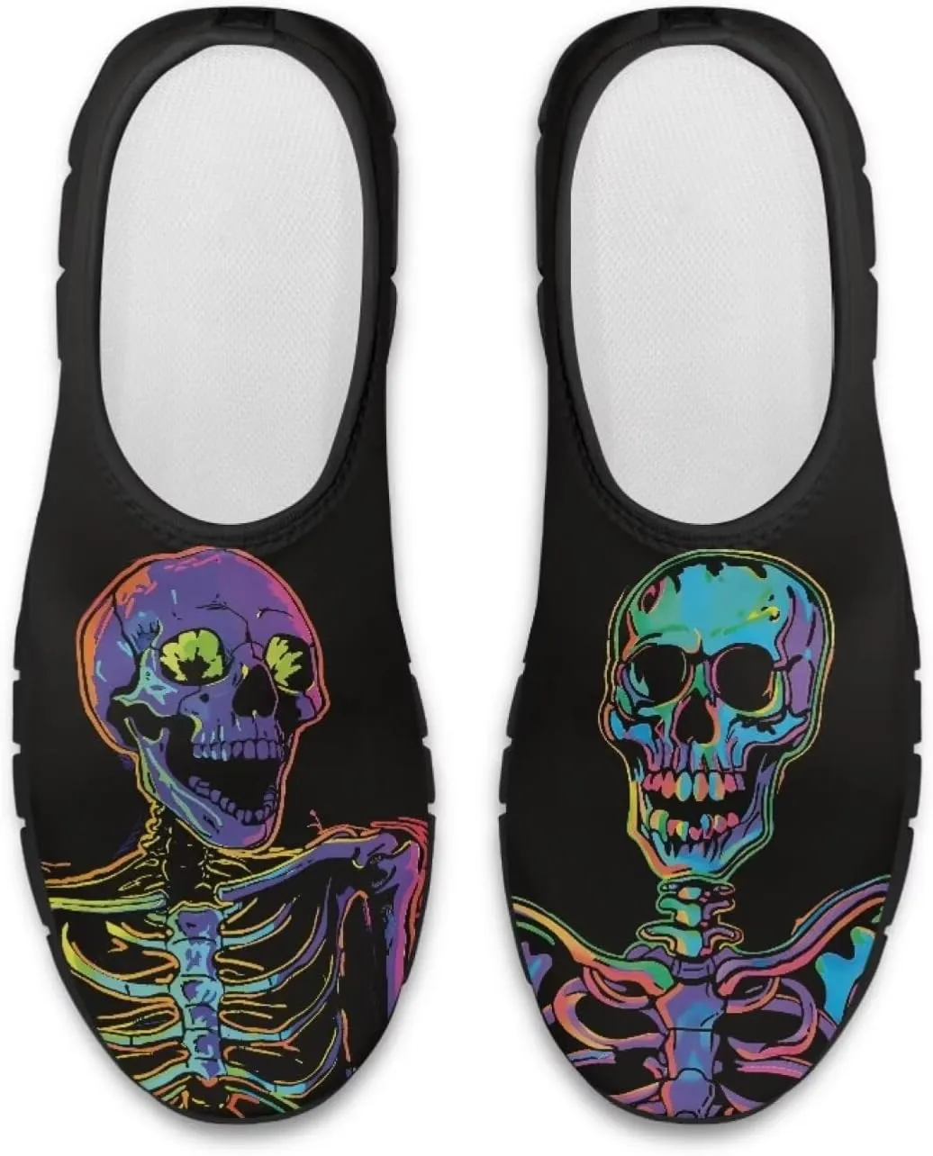 Howilath Skull Print Slip on Shoes for Men Casual House Shoes Running Sneakers Hands Free Shoes with Anti-Slip Sole