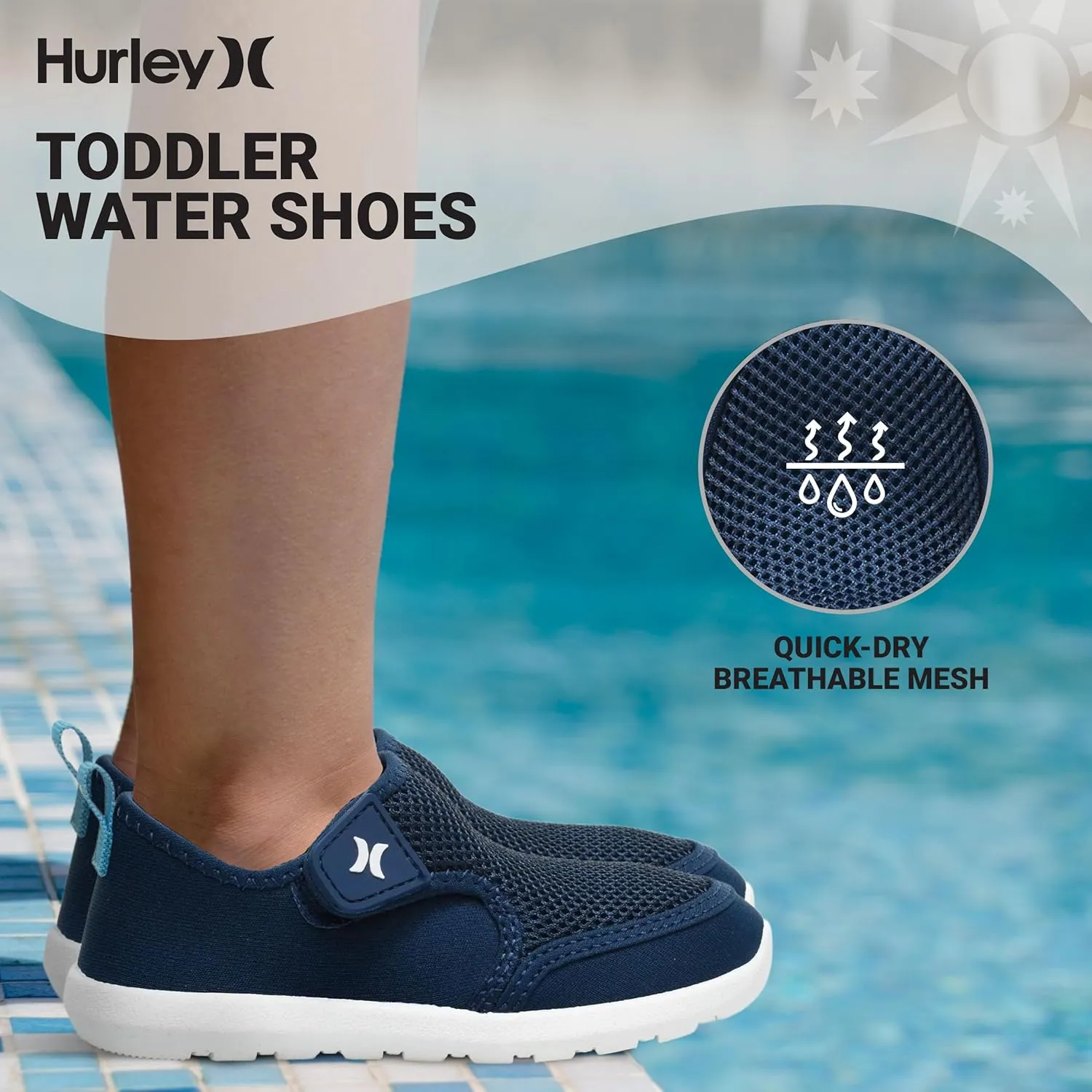 Hurley Kids Toddler Water Shoes Spence- Quick-Dry Water Shoes for Boys and Girls, Lightweight, Easy Slip-On with Adjustable Upper - for Beach, Water Play and Pool Fun
