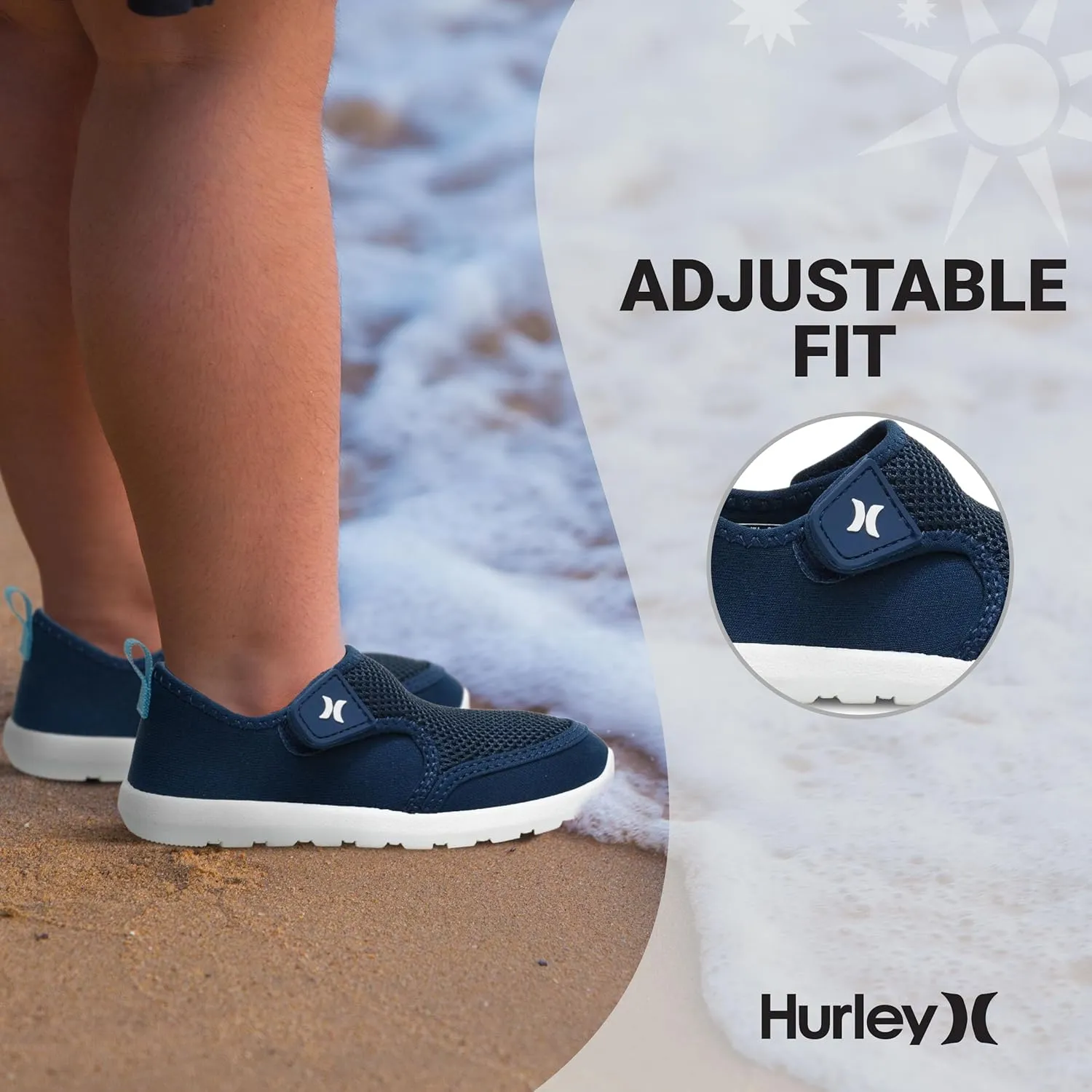 Hurley Kids Toddler Water Shoes Spence- Quick-Dry Water Shoes for Boys and Girls, Lightweight, Easy Slip-On with Adjustable Upper - for Beach, Water Play and Pool Fun