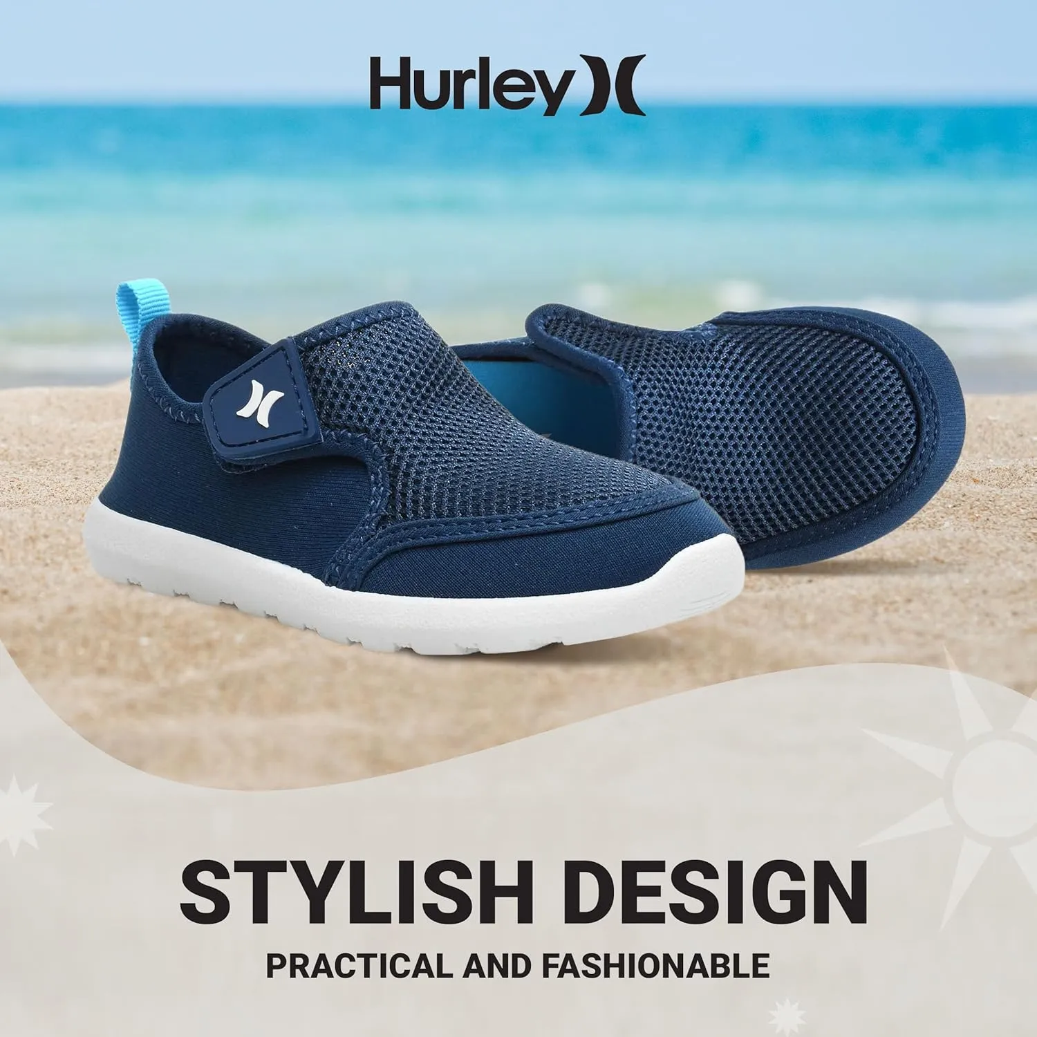 Hurley Kids Toddler Water Shoes Spence- Quick-Dry Water Shoes for Boys and Girls, Lightweight, Easy Slip-On with Adjustable Upper - for Beach, Water Play and Pool Fun