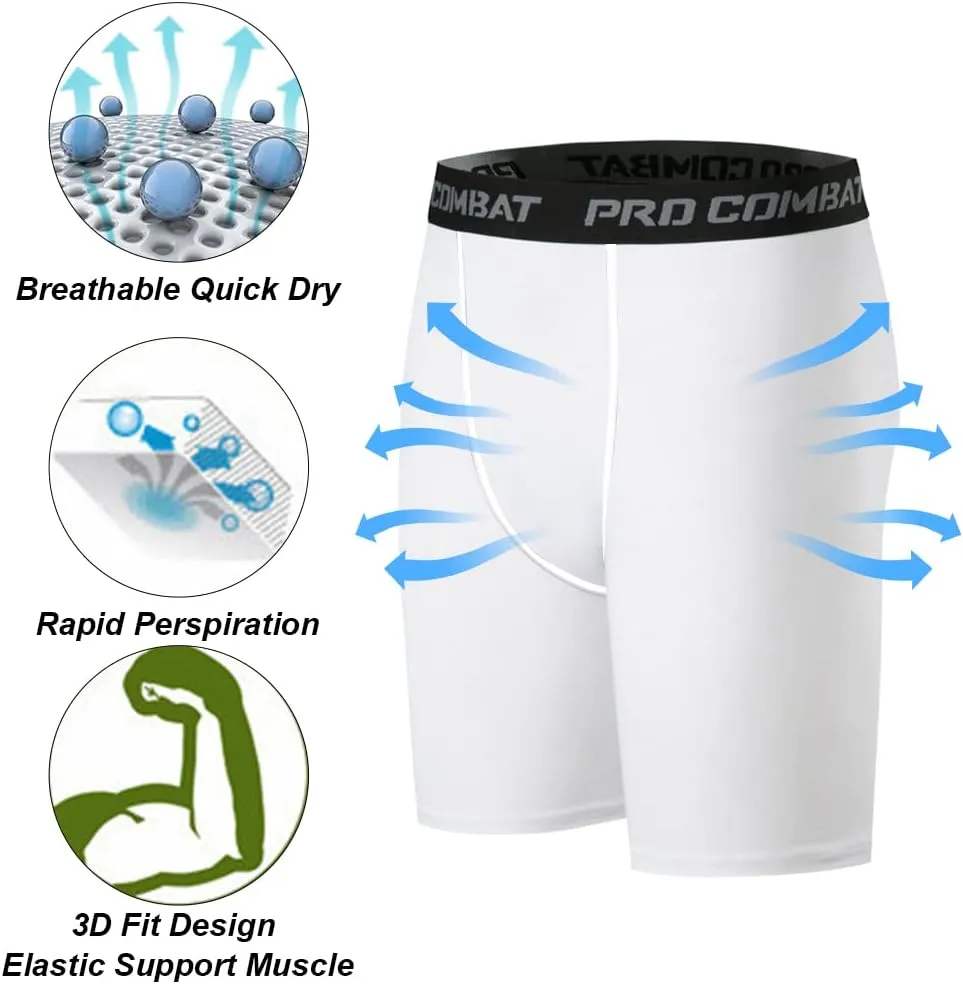 HYCOPROT Men’s Compression Shorts Spandex Sports Underwear Athletic Performance Baselayer Workout Running Active Tights