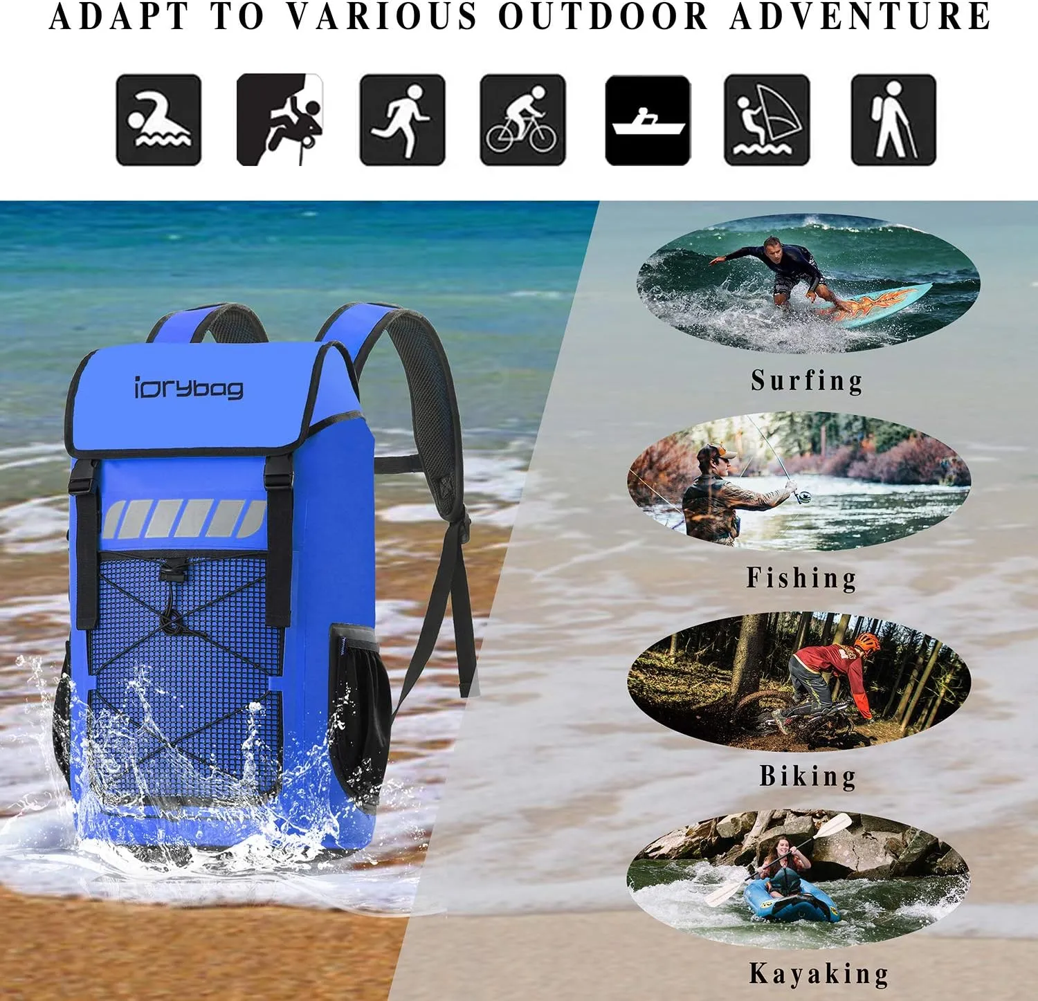 IDRYBAG Waterproof Backpack for Men 25L/45L, Dry Bags Kayak, Dry Backpack Camping Hiking