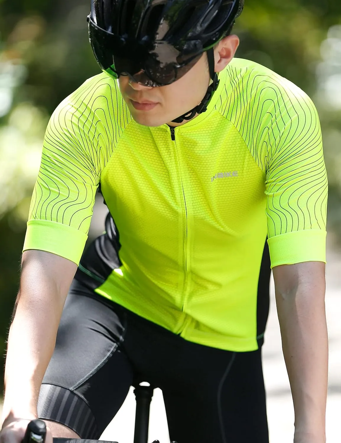 INBIKE Mens Cycling Jersey 3 Rear Pockets Moisture Wicking Short Sleeve Quick Dry Reflective Biking Shirts