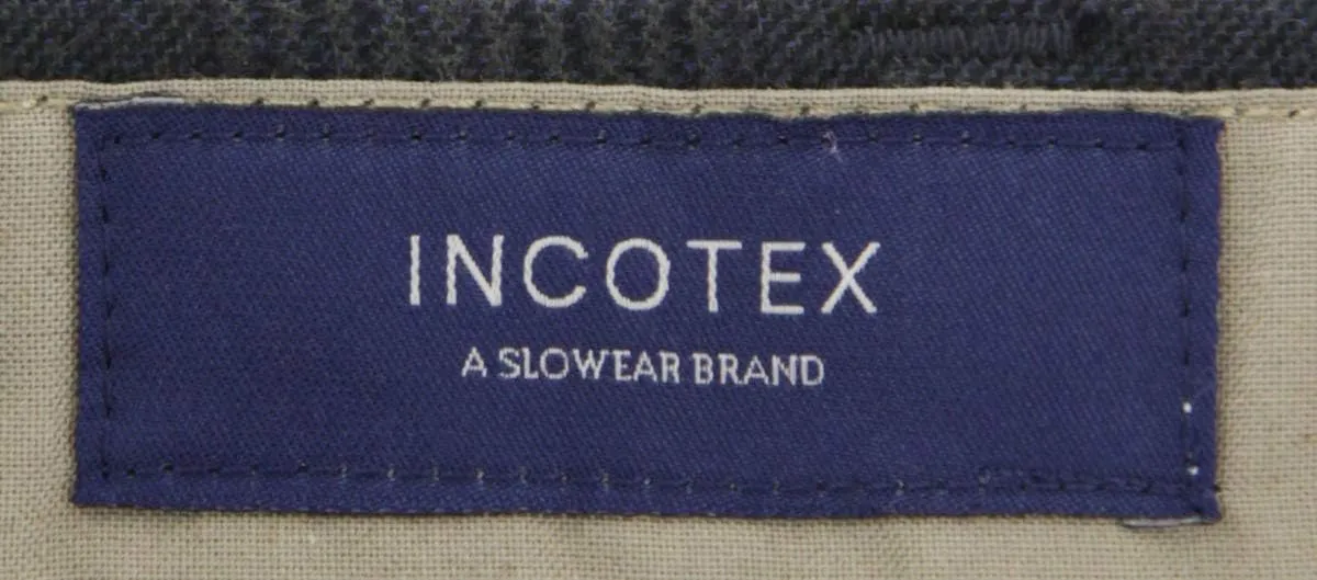 Incotex Charcoal Gray Check Cotton Blend Pants - Slim