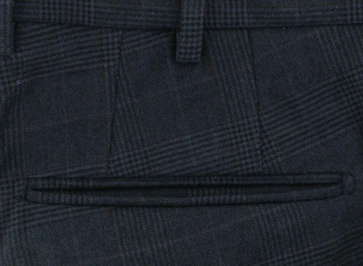 Incotex Charcoal Gray Check Cotton Blend Pants - Slim