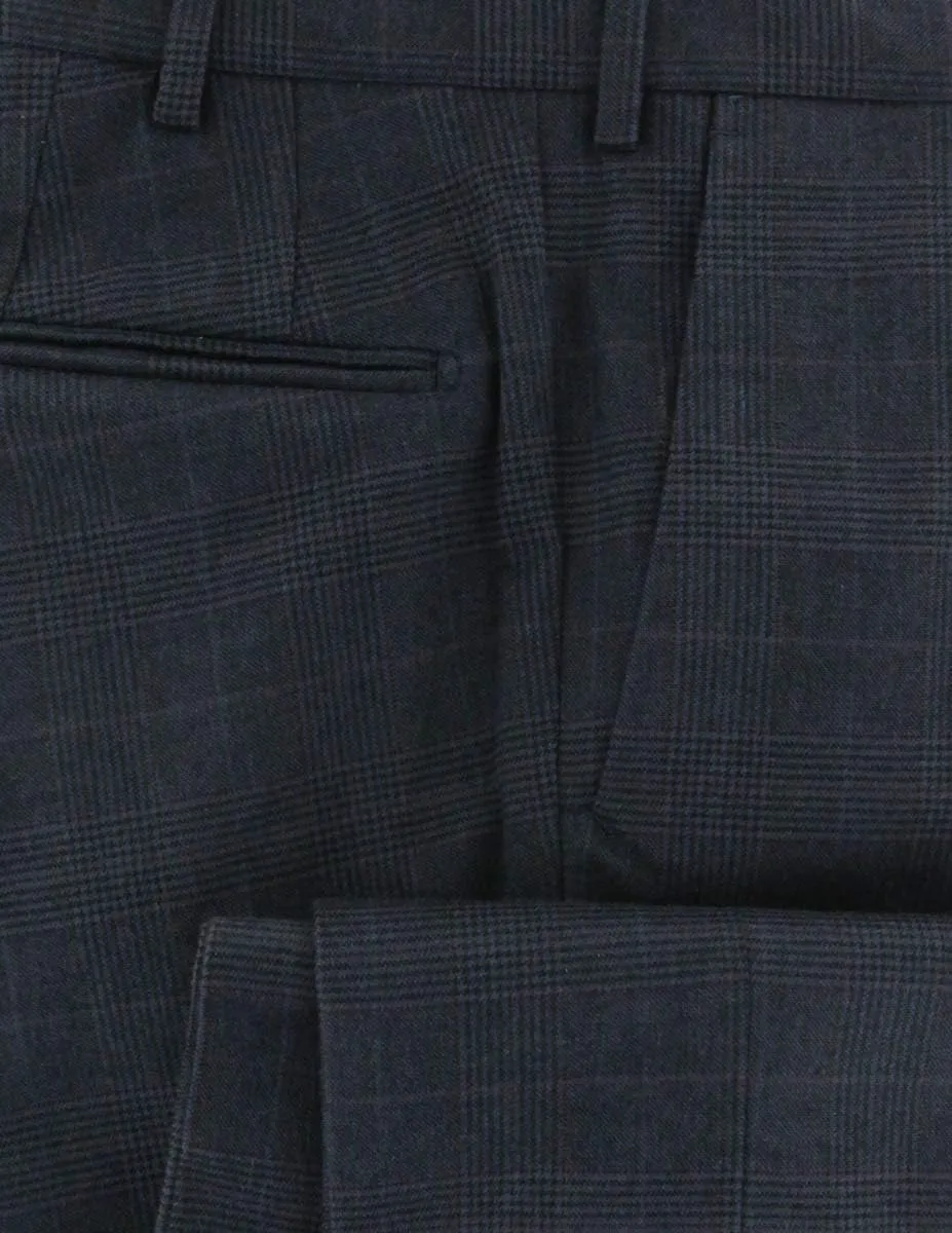 Incotex Charcoal Gray Check Cotton Blend Pants - Slim