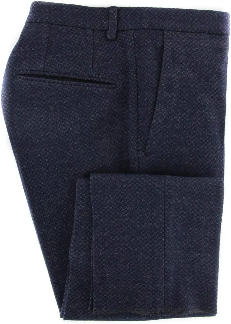 Incotex Dark Blue Fancy Cotton Blend Pants - Slim