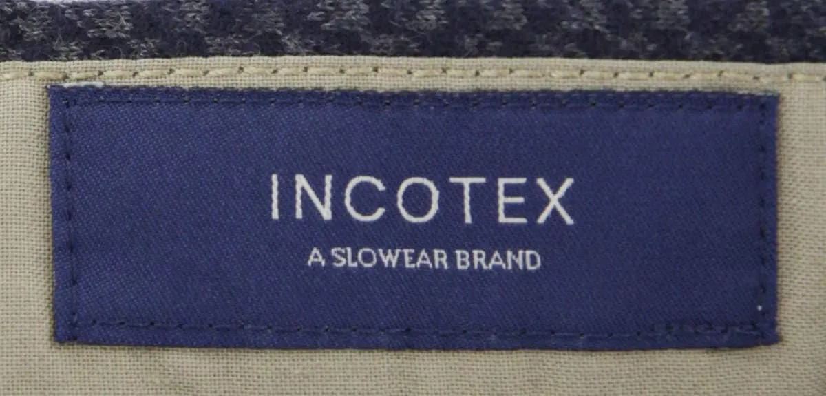 Incotex Dark Blue Fancy Cotton Blend Pants - Slim