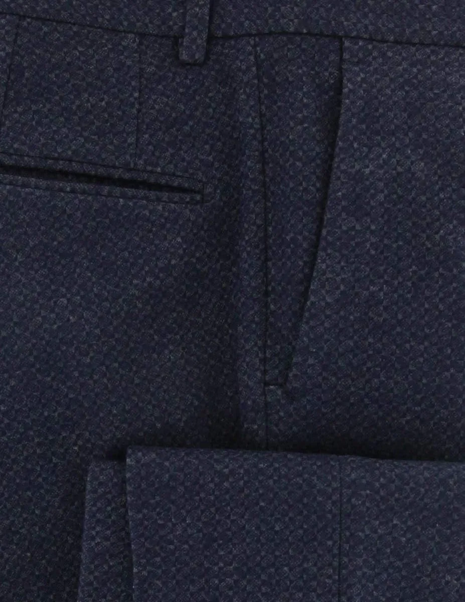 Incotex Dark Blue Fancy Cotton Blend Pants - Slim