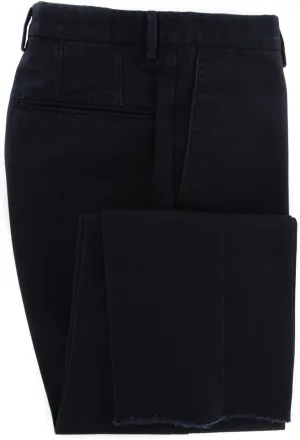 Incotex Midnight Navy Blue Solid Pants - Slim