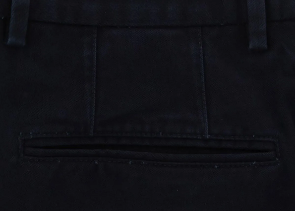 Incotex Midnight Navy Blue Solid Pants - Slim