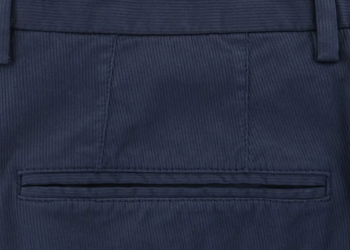 Incotex Navy Blue Solid Pants - Slim