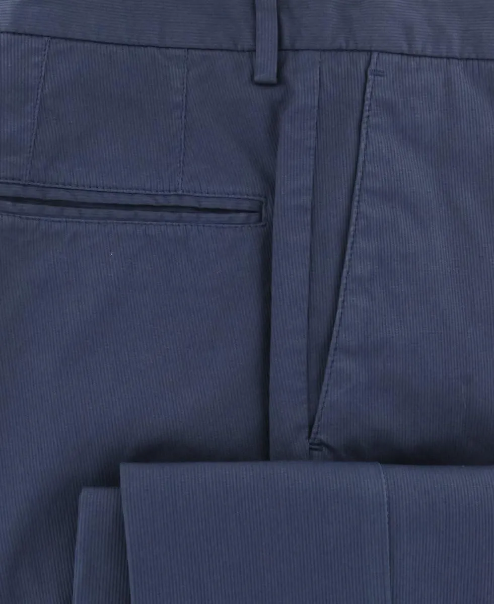 Incotex Navy Blue Solid Pants - Slim