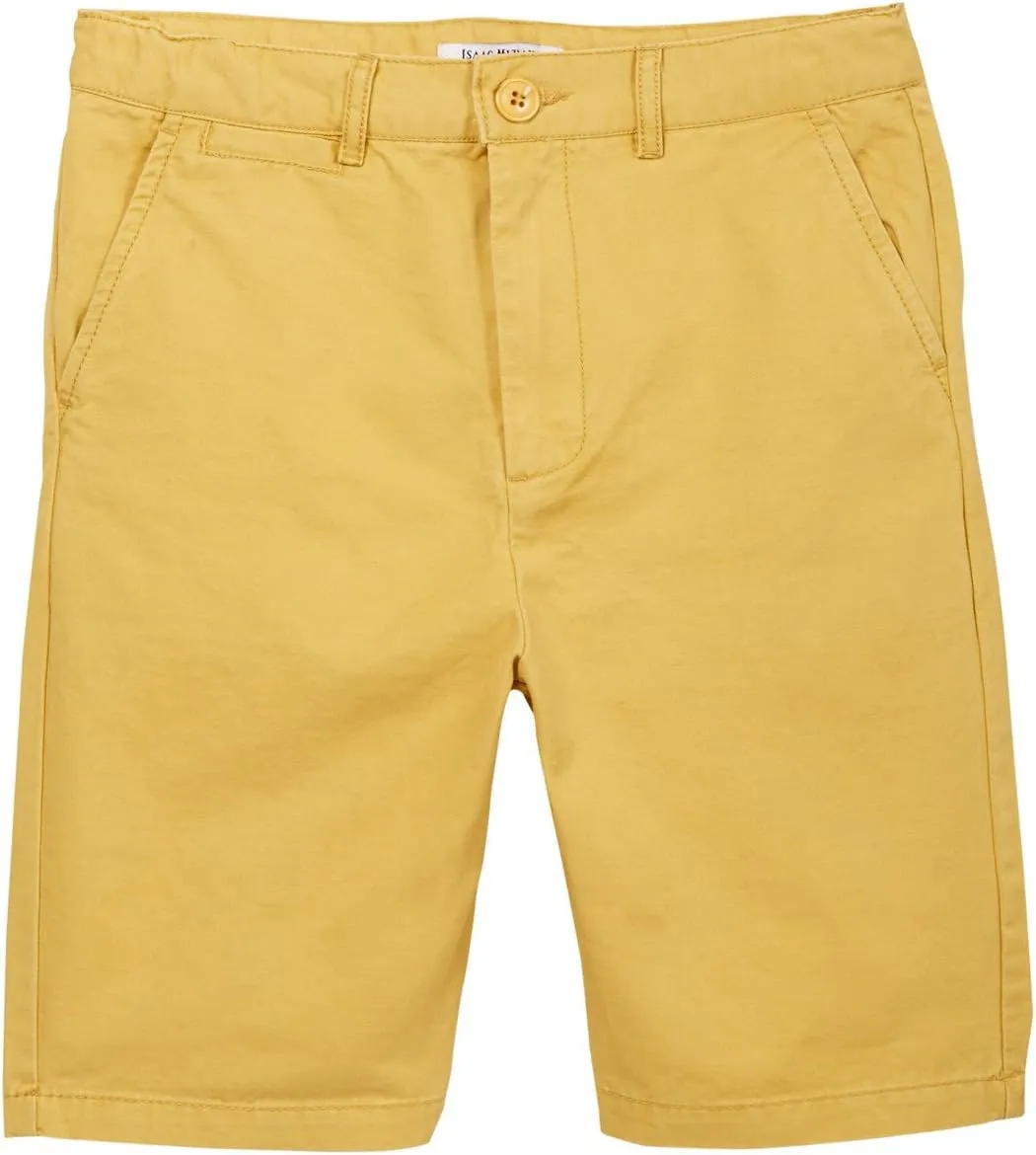 Isaac Mizrahi Boy's Slim Fit Flat Front Adjustable Waist 100% Cotton Shorts- Colors