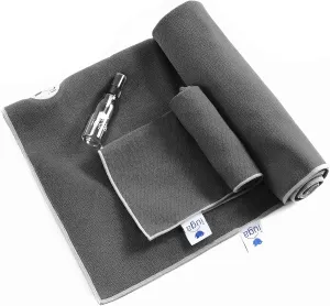 IUGA Yoga Towel for Hot Yoga Non Slip Extra Thick Yoga Mat Towel   Hand Towel 2in1 Set with Corner Pockets Super Absorbent and Quick Dry Hot Yoga Towel
